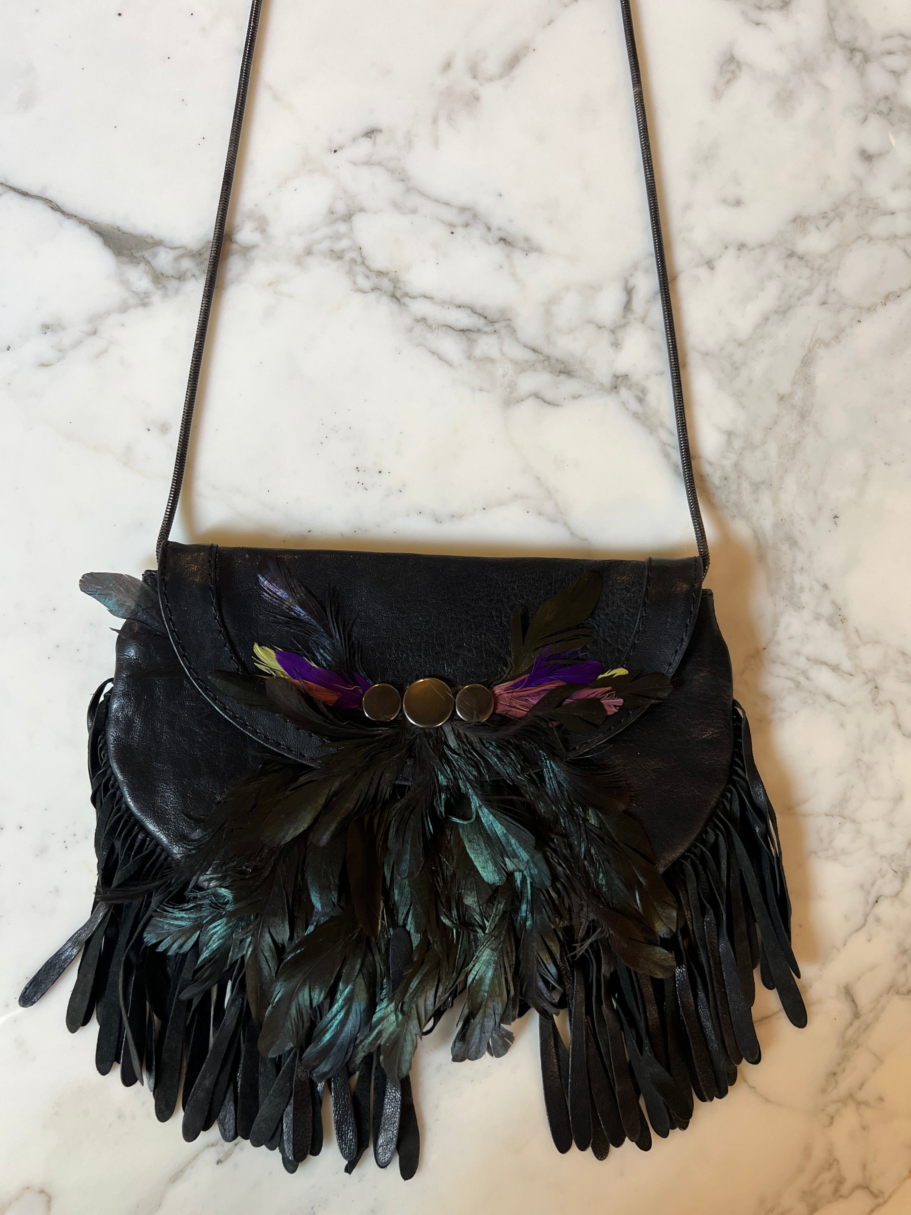 Hoss Intropia - Pochette en cuir à plumes