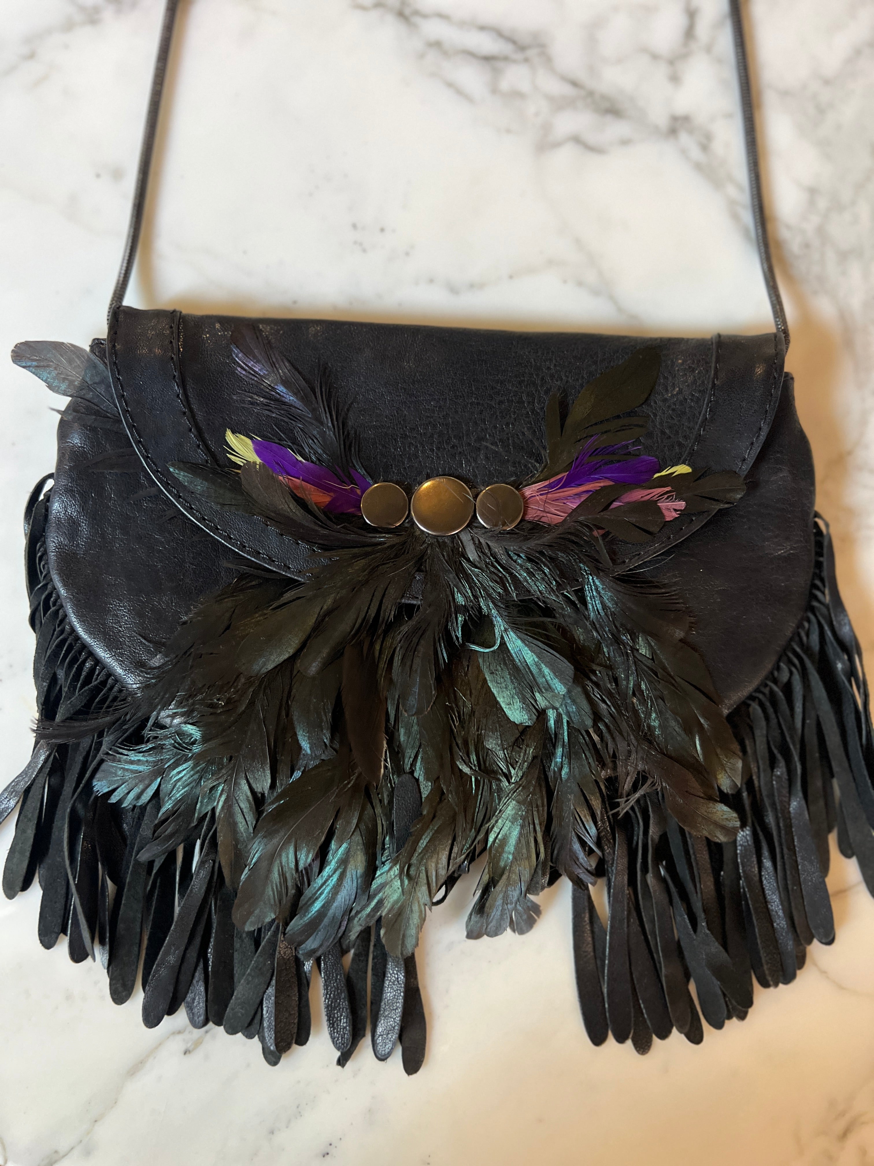 Hoss Intropia - Pochette en cuir à plumes