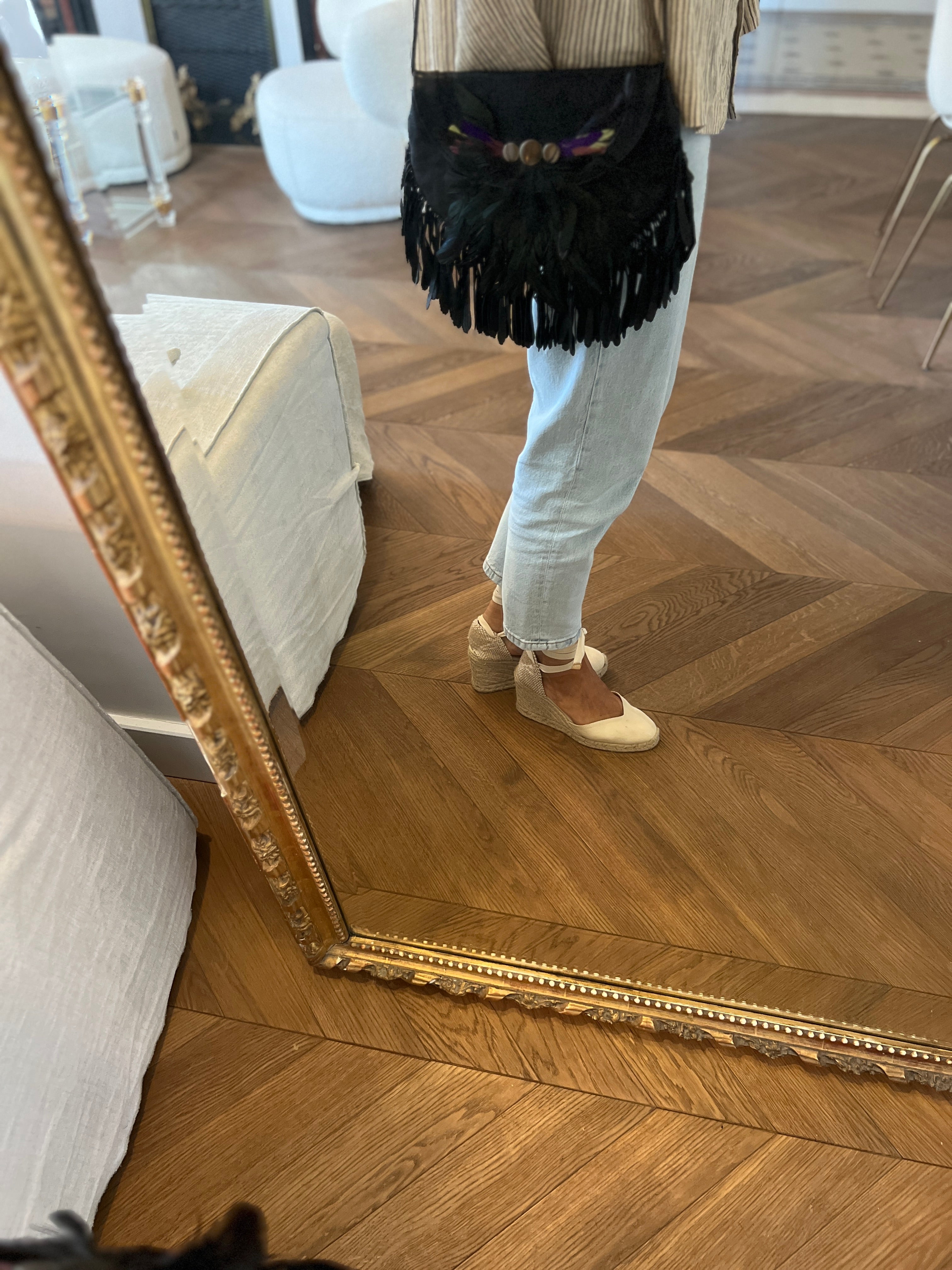 Hoss Intropia - Pochette en cuir à plumes