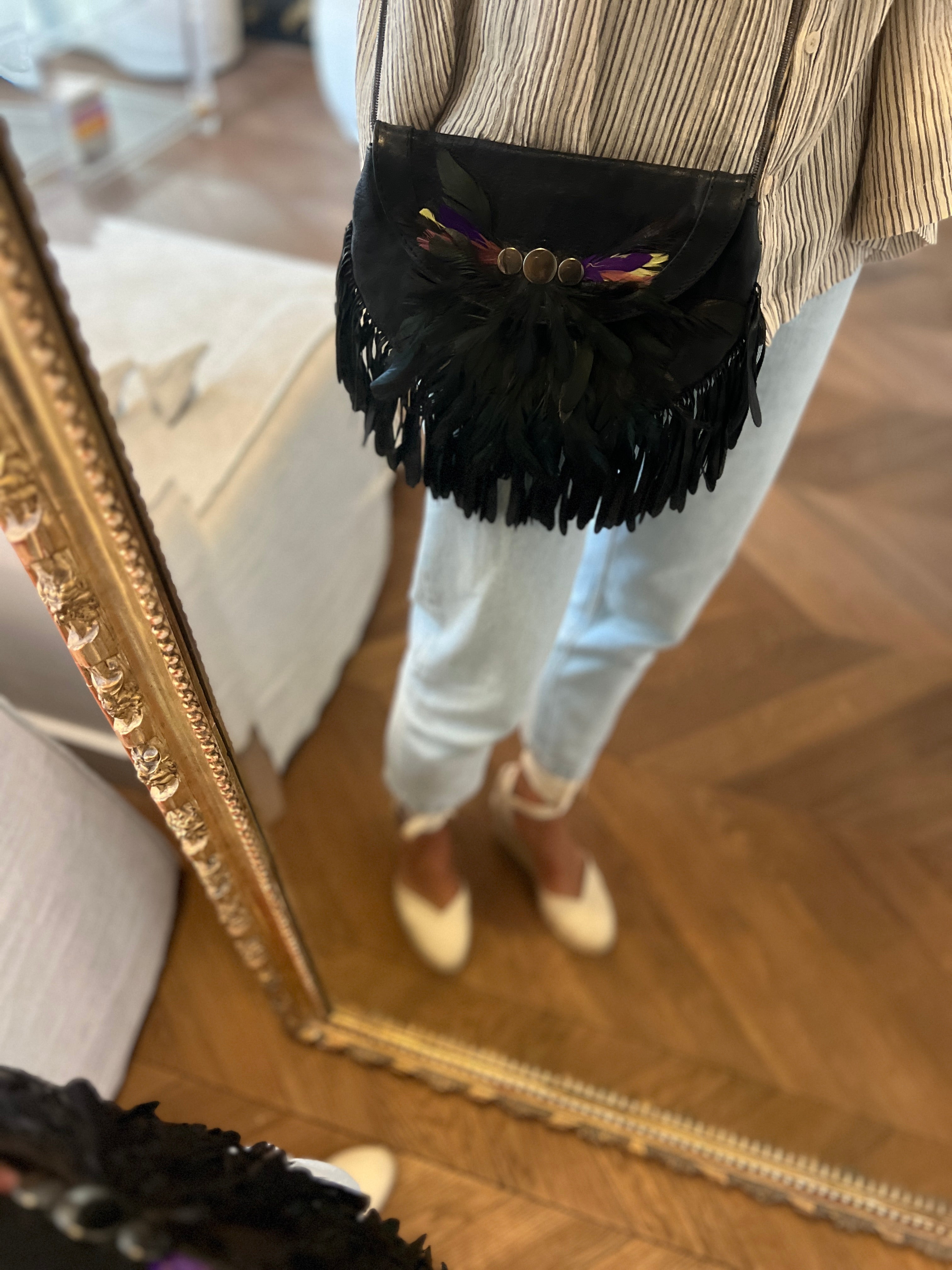 Hoss Intropia - Pochette en cuir à plumes