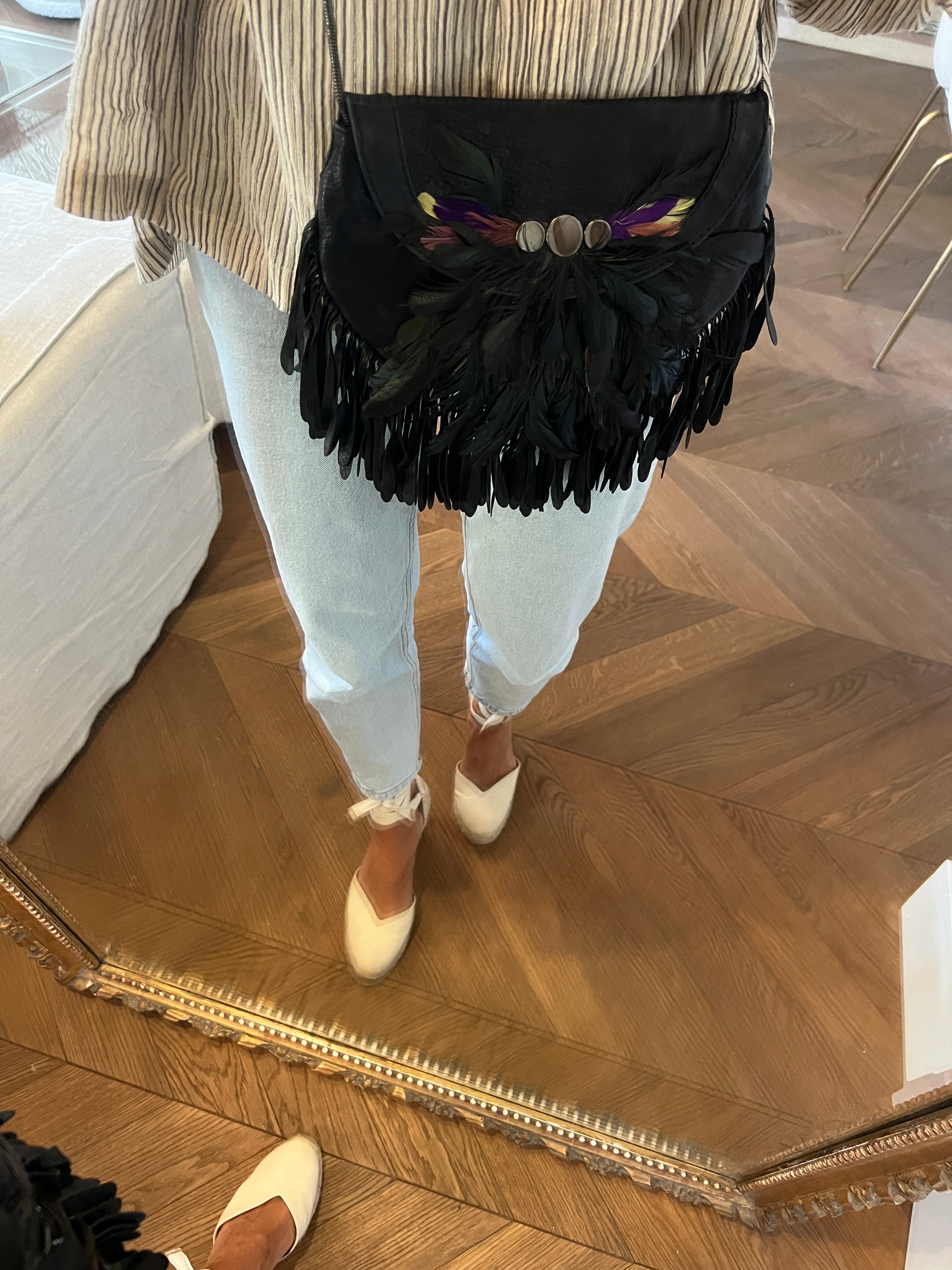 Hoss Intropia - Pochette en cuir à plumes