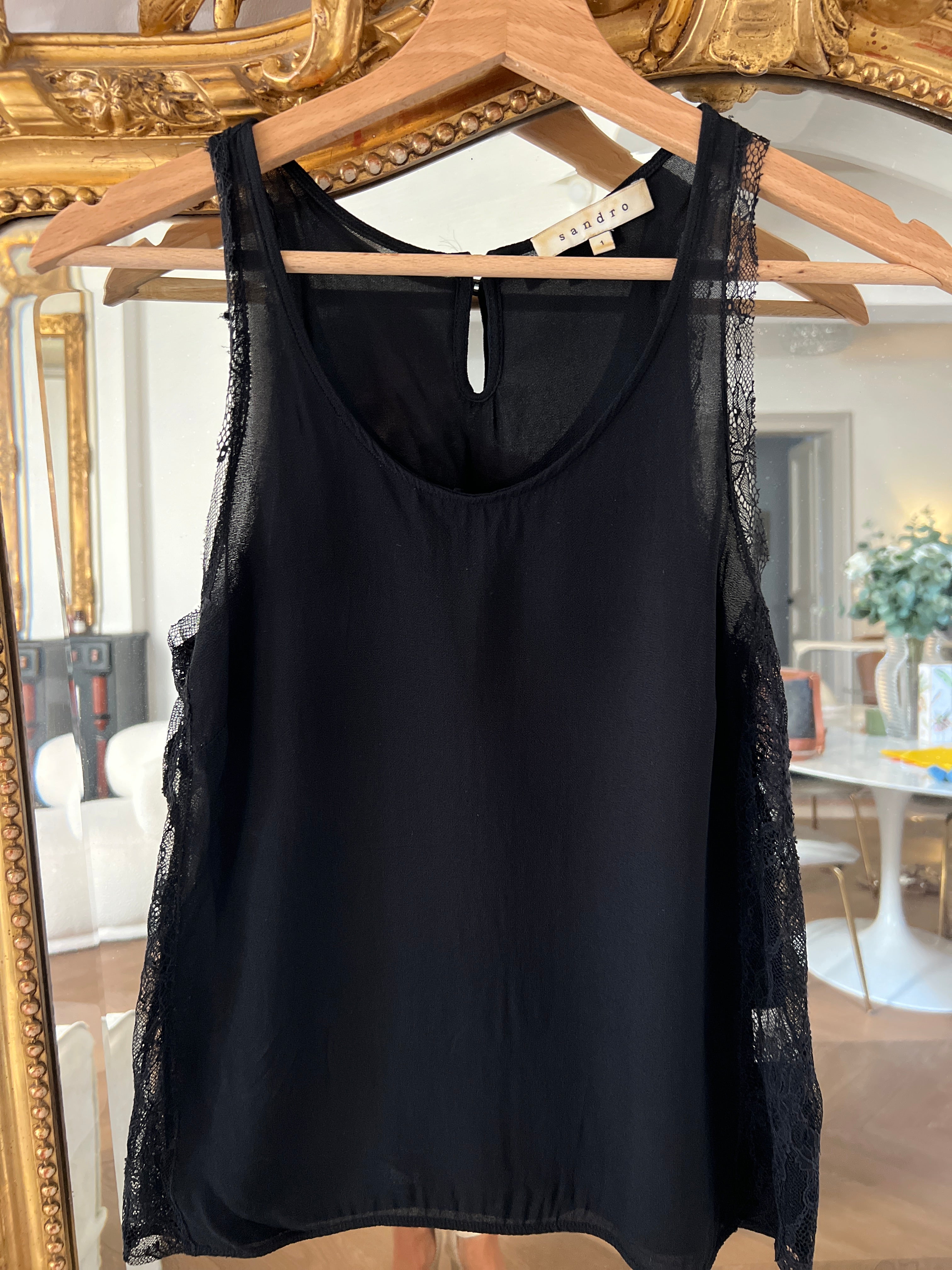 Sandro - Débardeur noir transparence