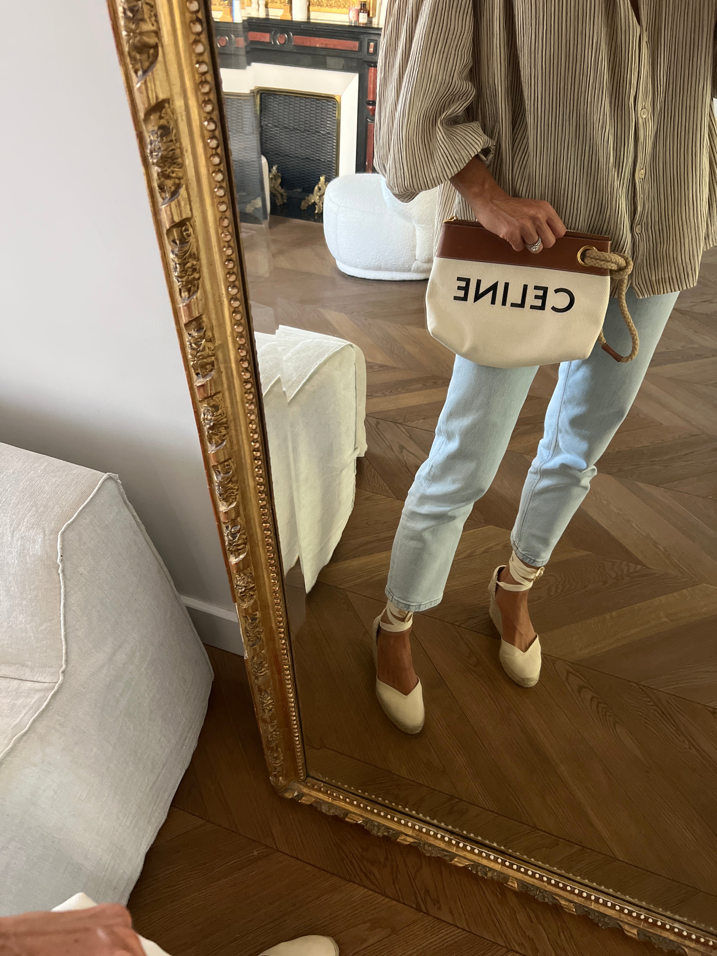 Celine - Pochette ecrue et camel