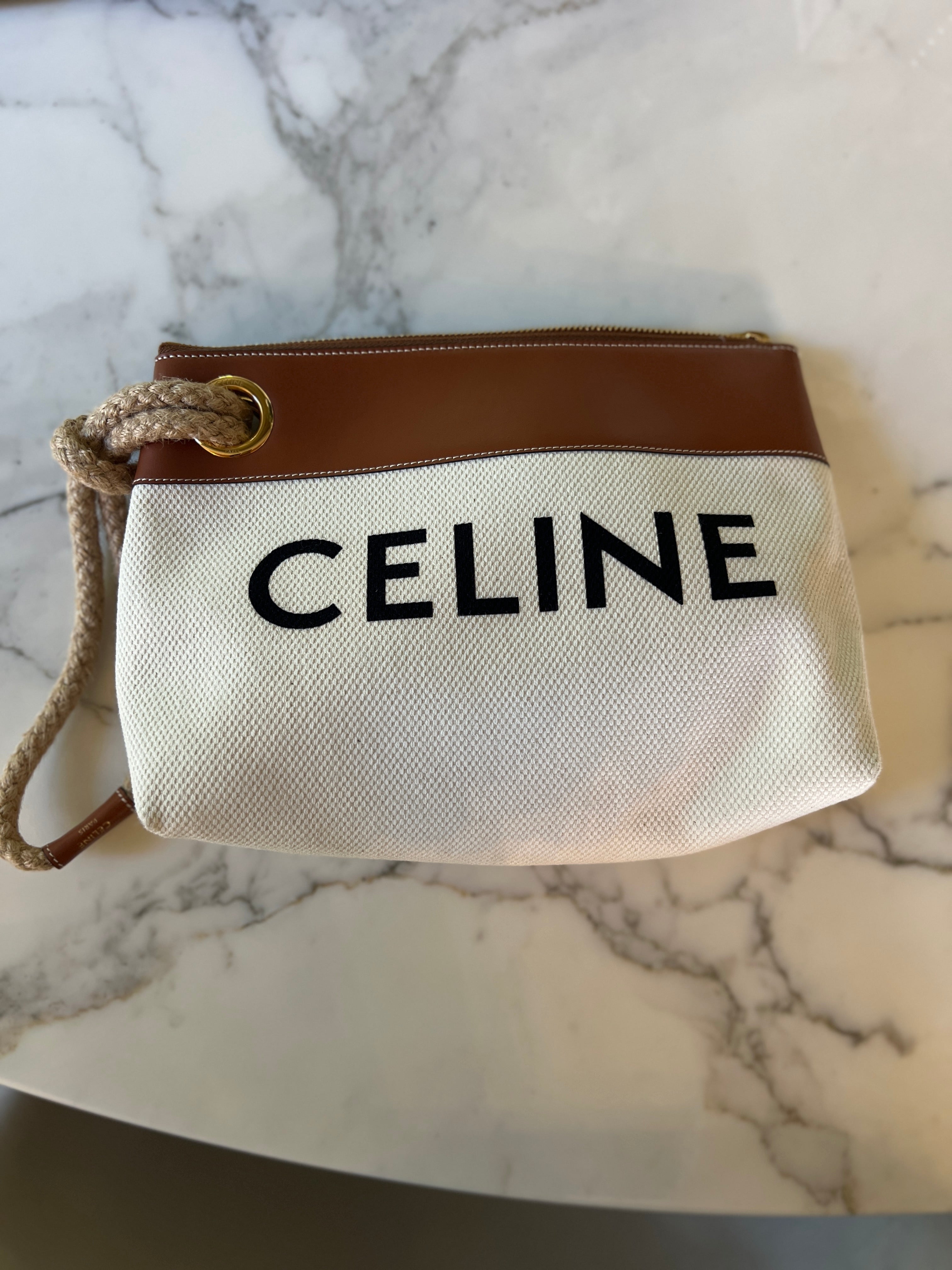 Celine - Pochette ecrue et camel
