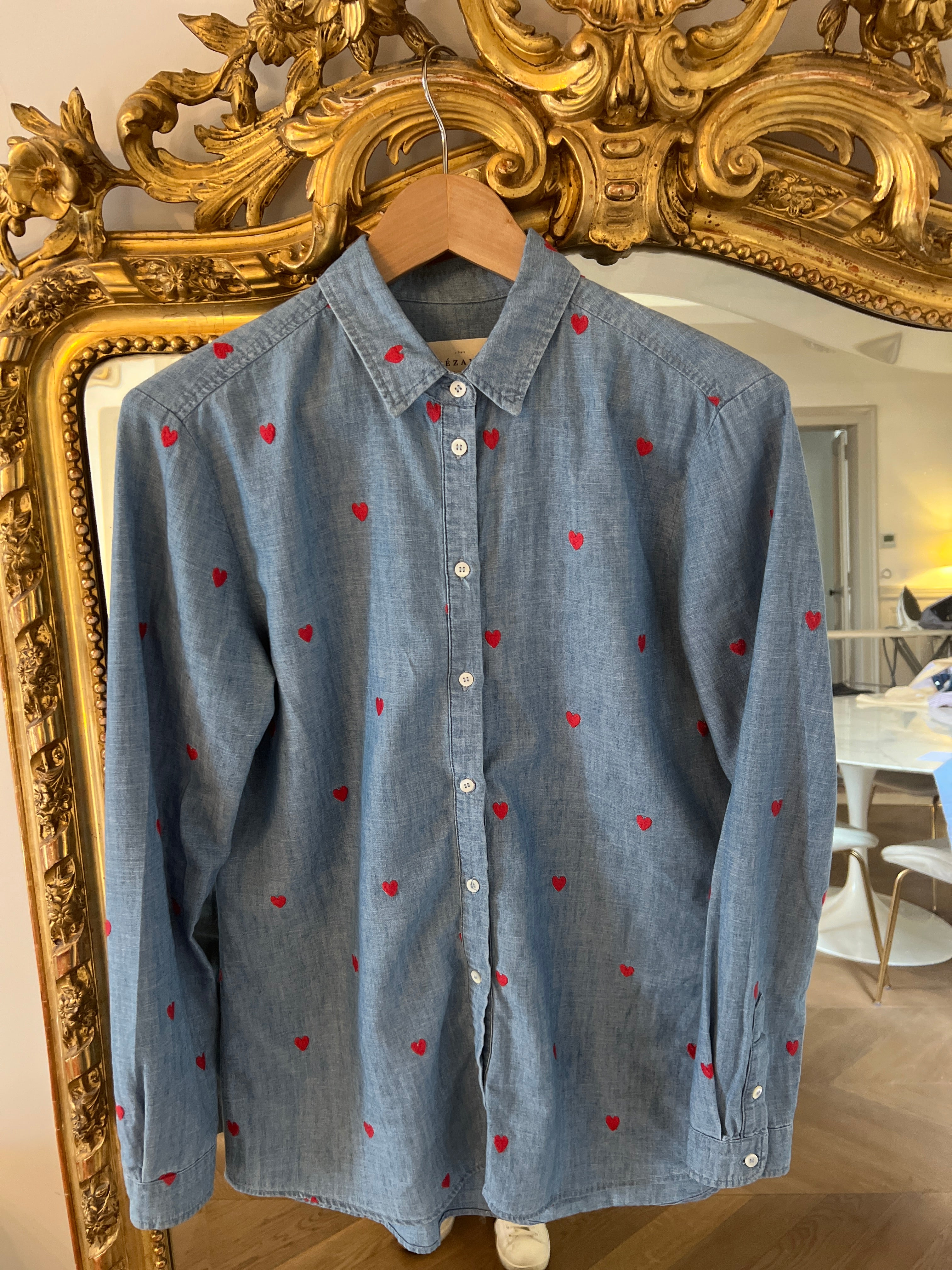 Chemise en jean Sézane petis coeurs