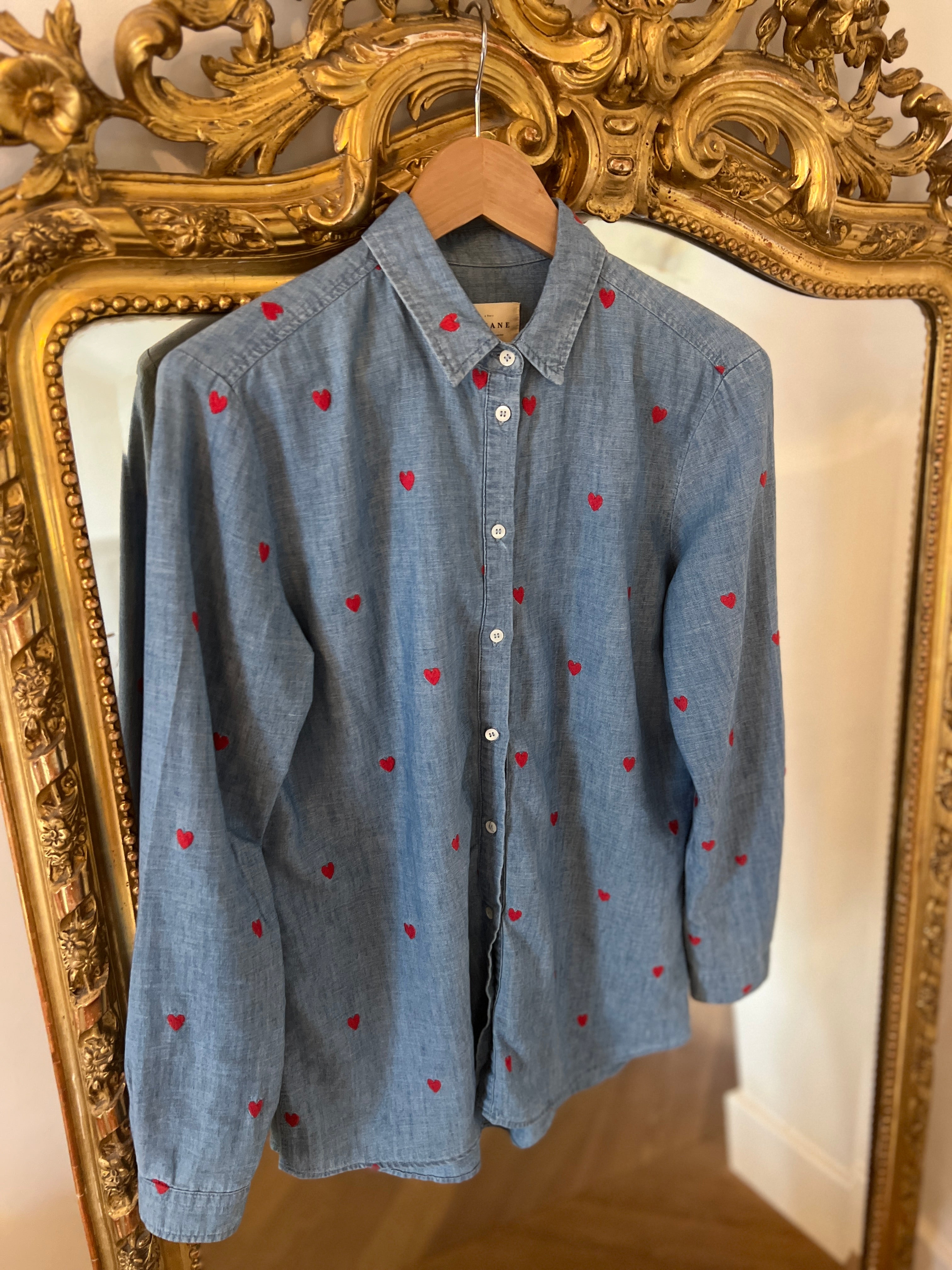 Chemise en jean Sézane petis coeurs