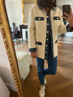 Charger l&#39;image dans la galerie, Veste Sandro en tweed blanc et jean
