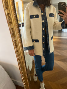 Veste Sandro en tweed blanc et jean