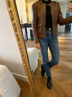 Charger l&#39;image dans la galerie, Veste en cuir marron Sandro
