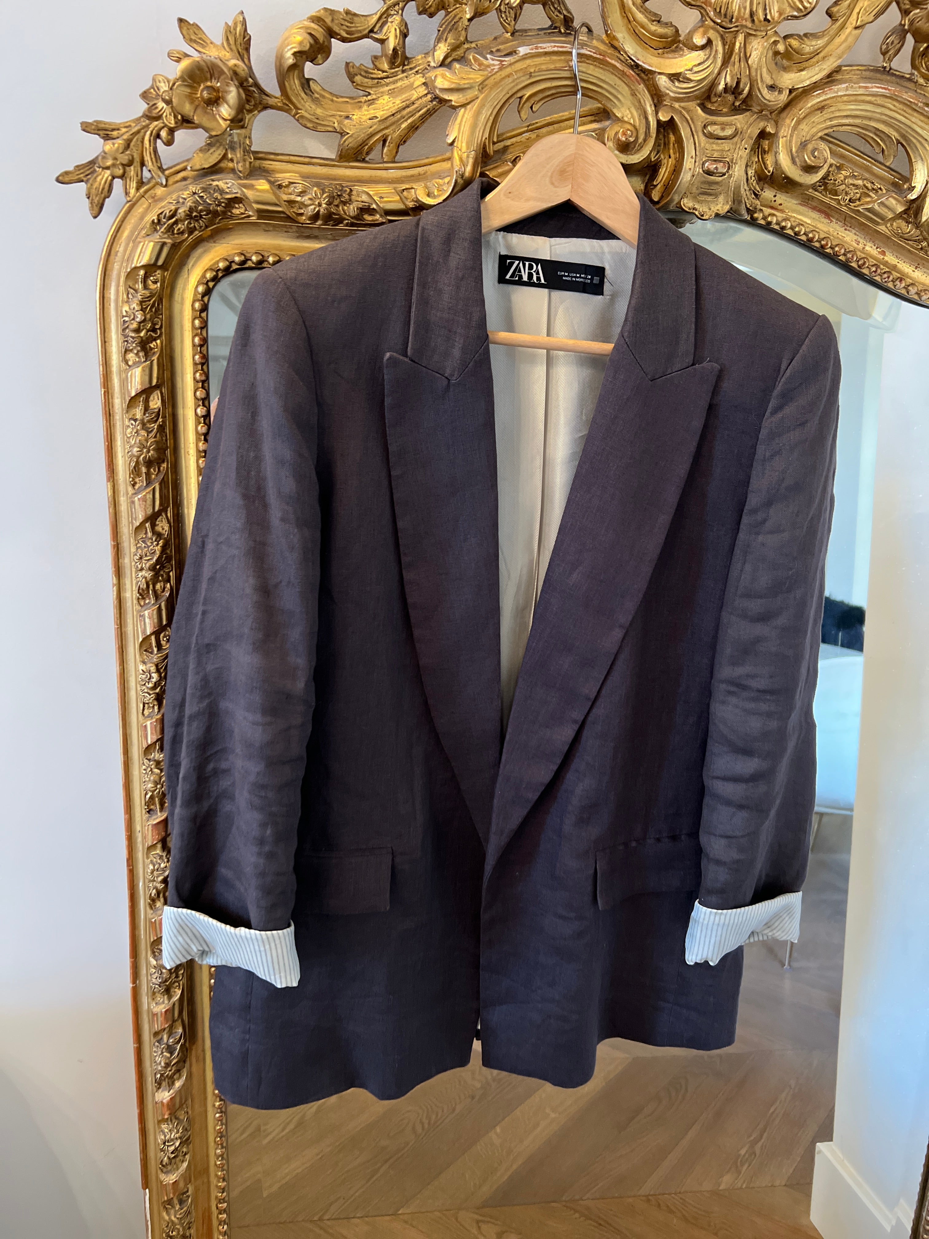 Blazer Zara gris chiné en lin