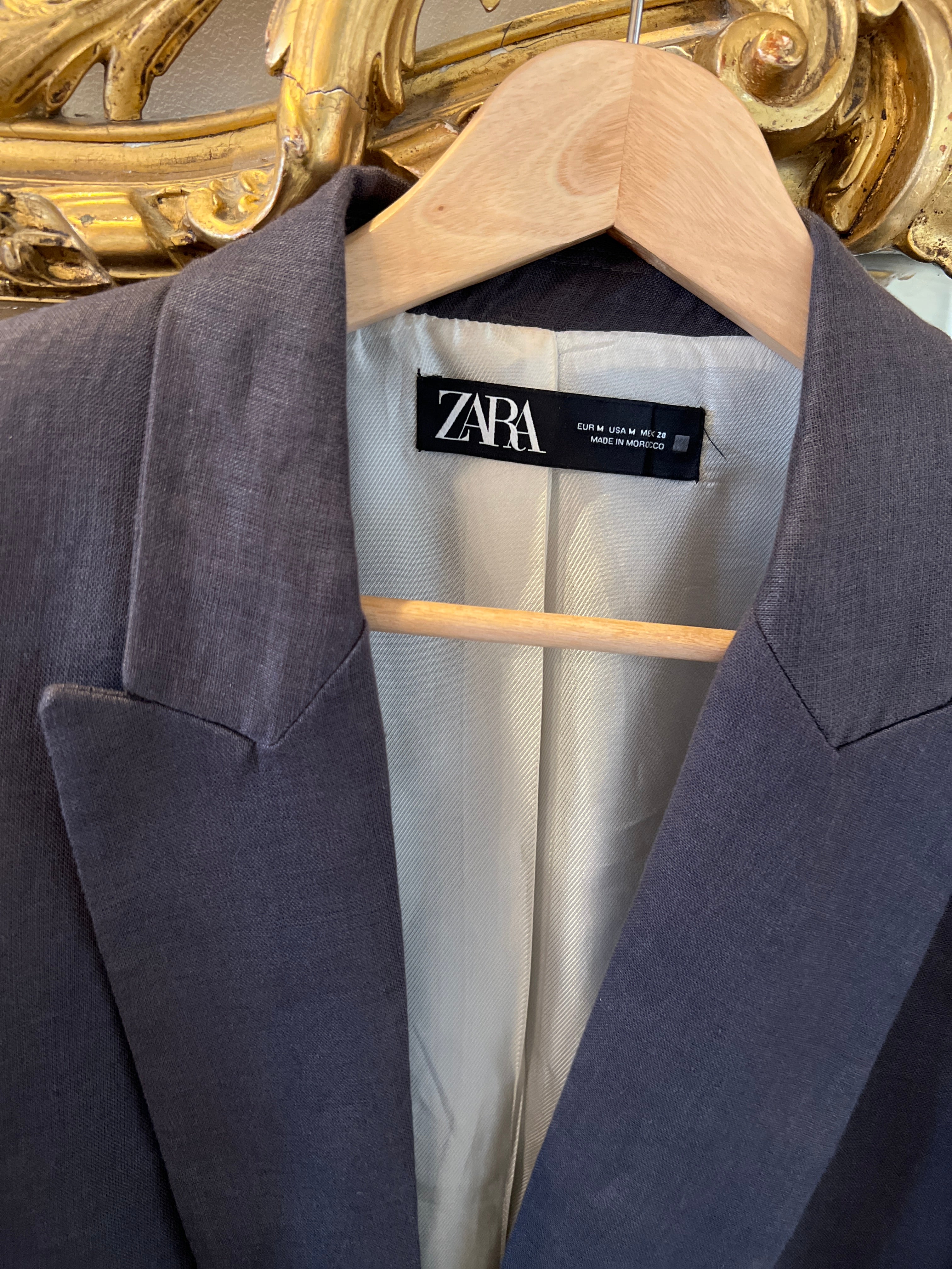 Blazer Zara gris chiné en lin