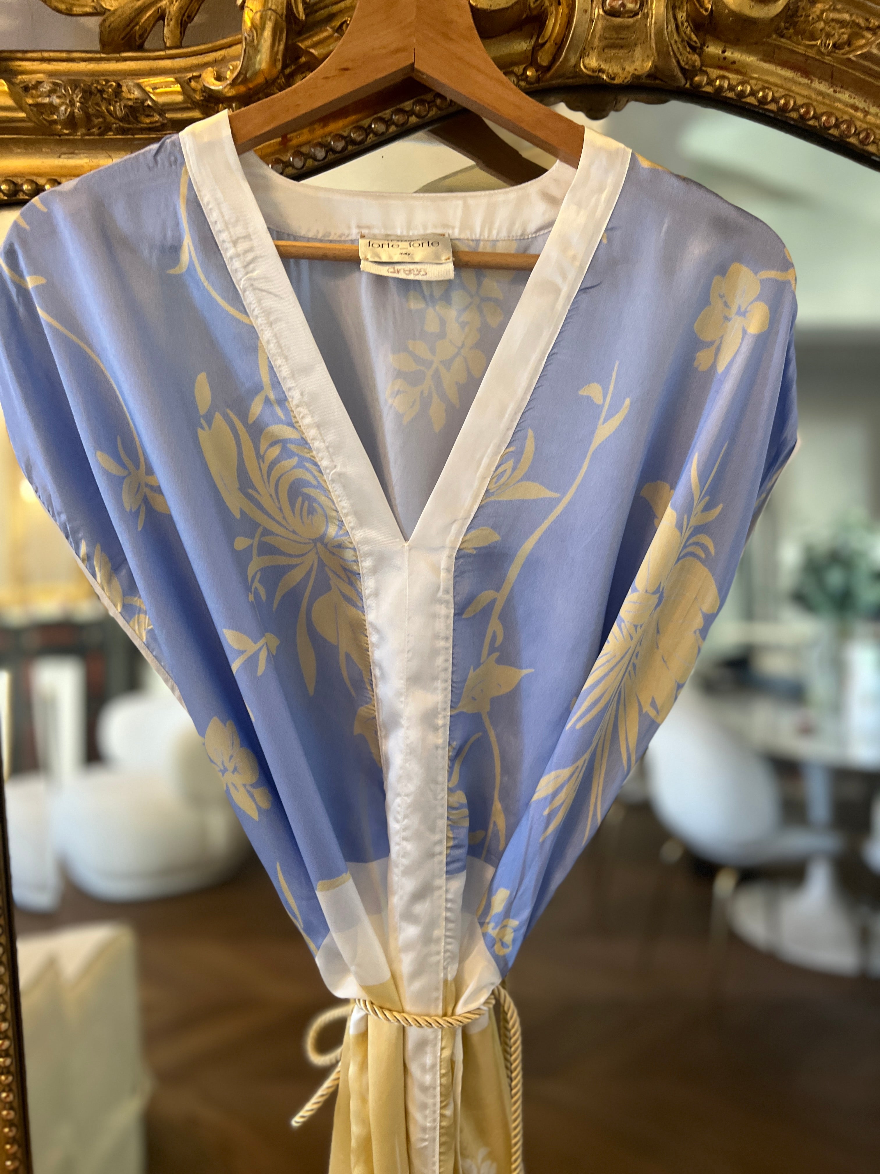 Forte Forte - Robe en satin ecrue et bleu ciel