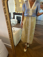 Charger l&#39;image dans la galerie, Forte Forte - Robe en satin ecrue et bleu ciel

