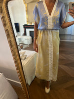 Charger l&#39;image dans la galerie, Forte Forte - Robe en satin ecrue et bleu ciel
