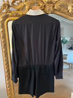 Charger l'image dans la galerie, Maje - Combishort noire col blanc simili cuir
