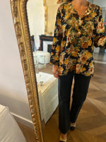 Charger l&#39;image dans la galerie, Blouse à fleurs automnale marron
