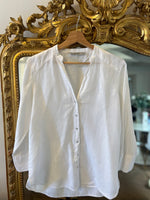 Charger l&#39;image dans la galerie, Zara - Chemise en lin blanc sans col
