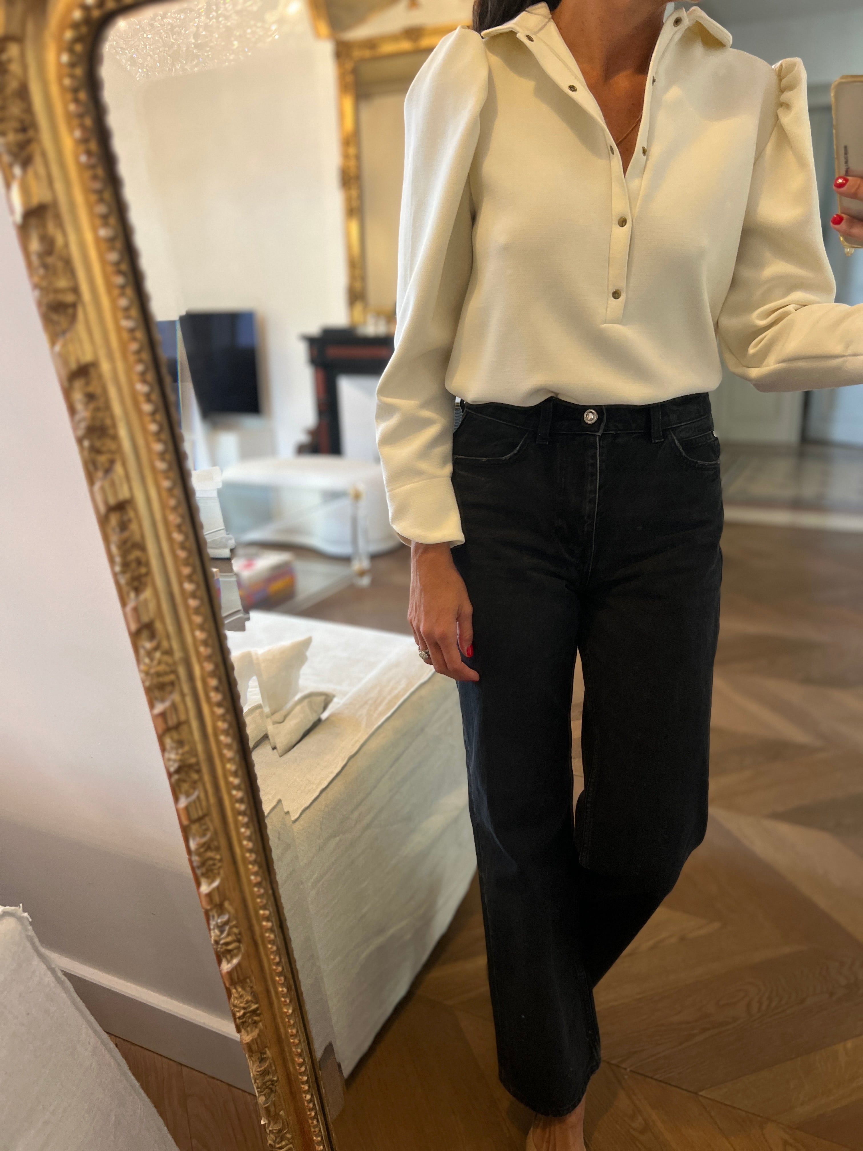 Janne Mill - Blouse ecrue boutons pressions