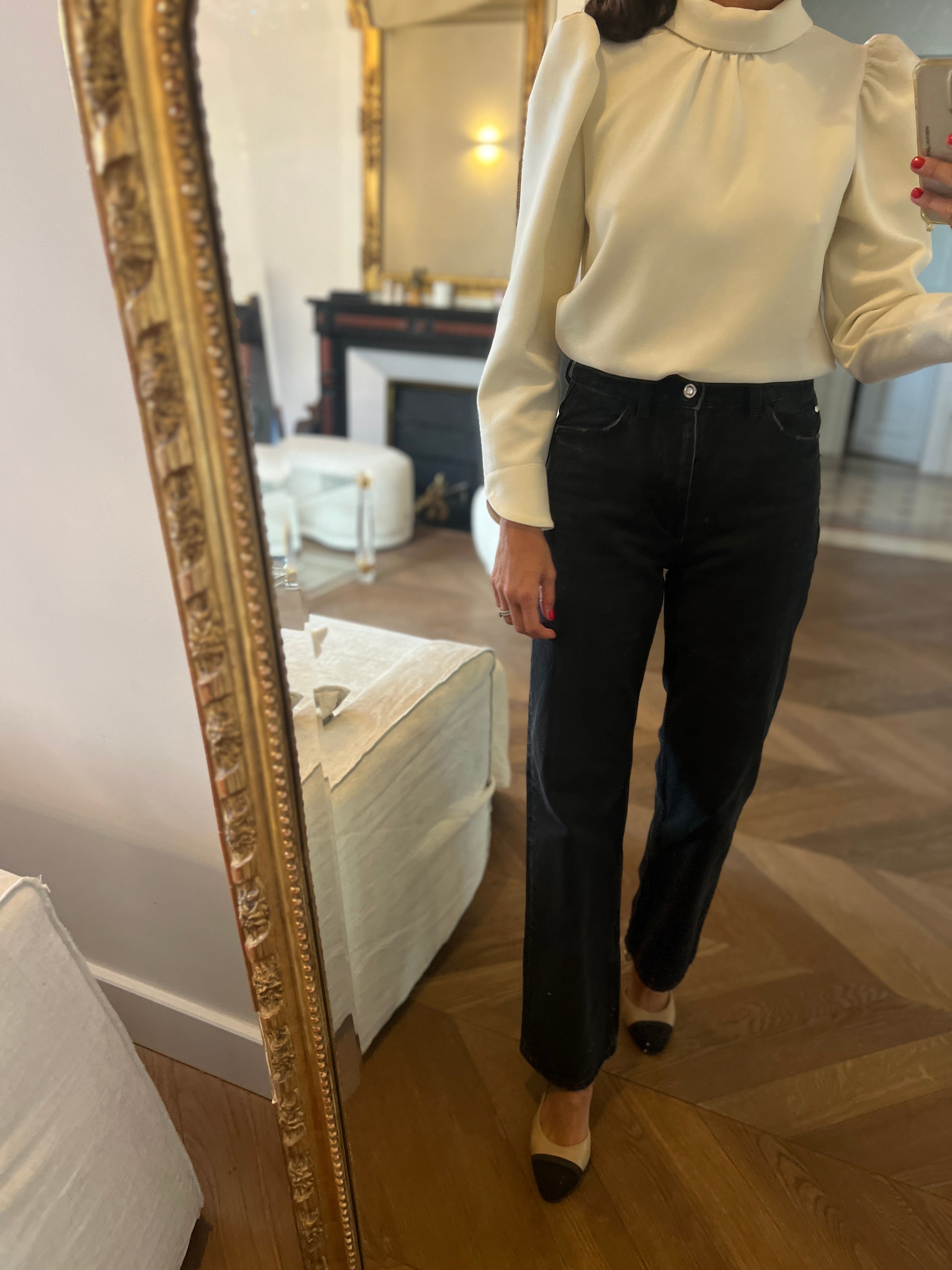 Janne Mill - Blouse ecrue boutons pressions