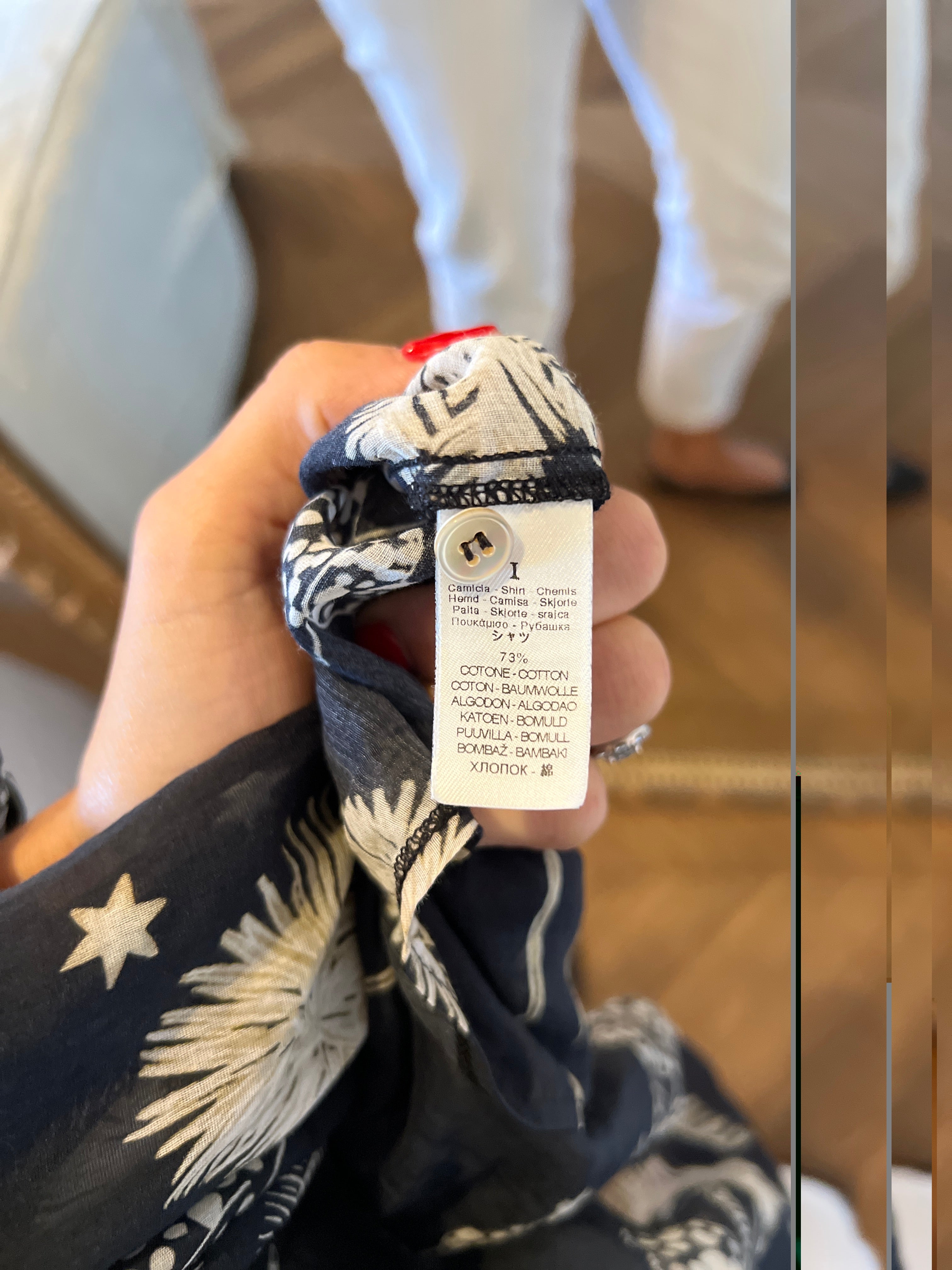 Forte Forte - Blouse fluide bleu marine à motifs beige