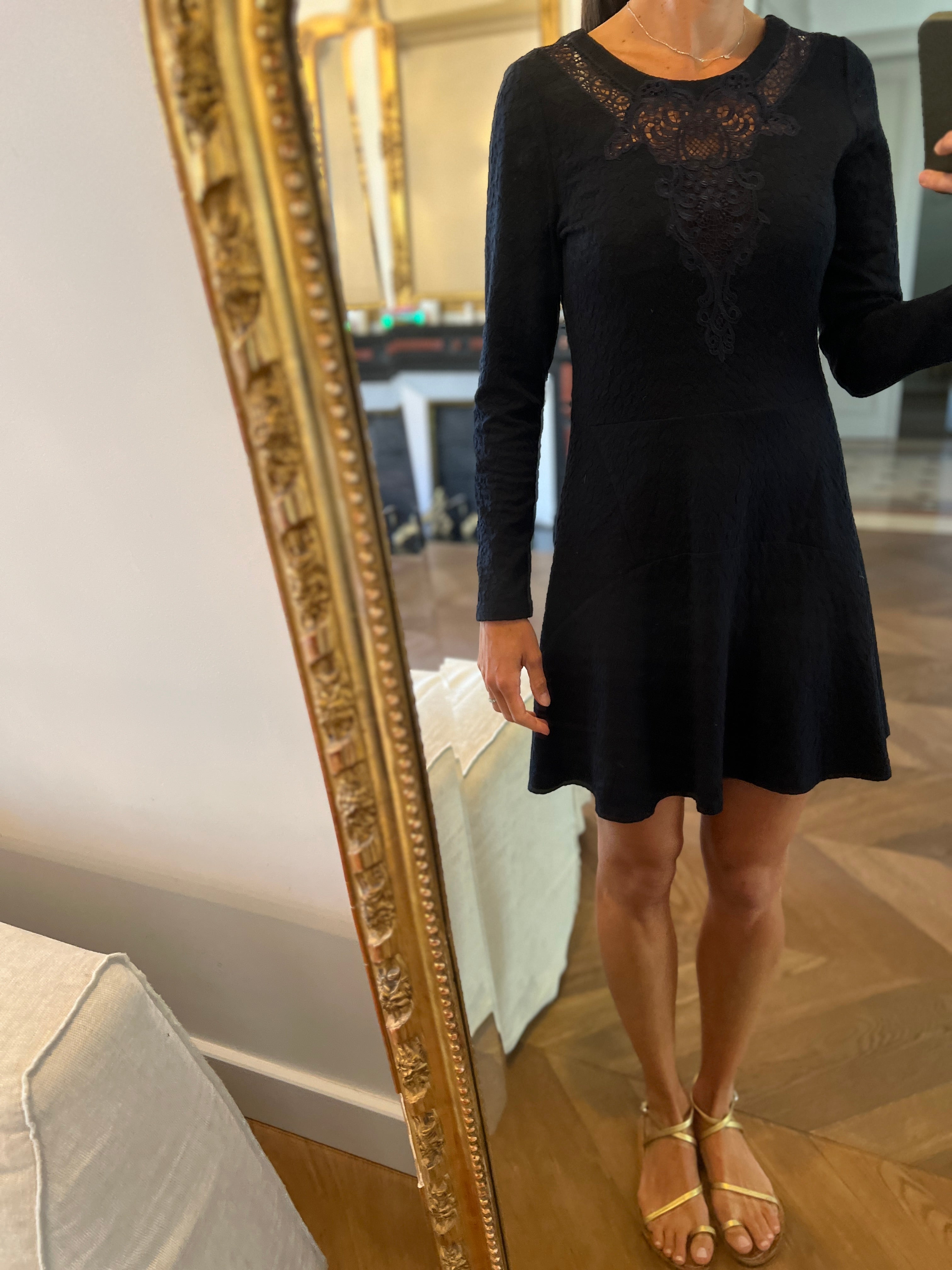 Robe The Kooples bleu marine en dentelle