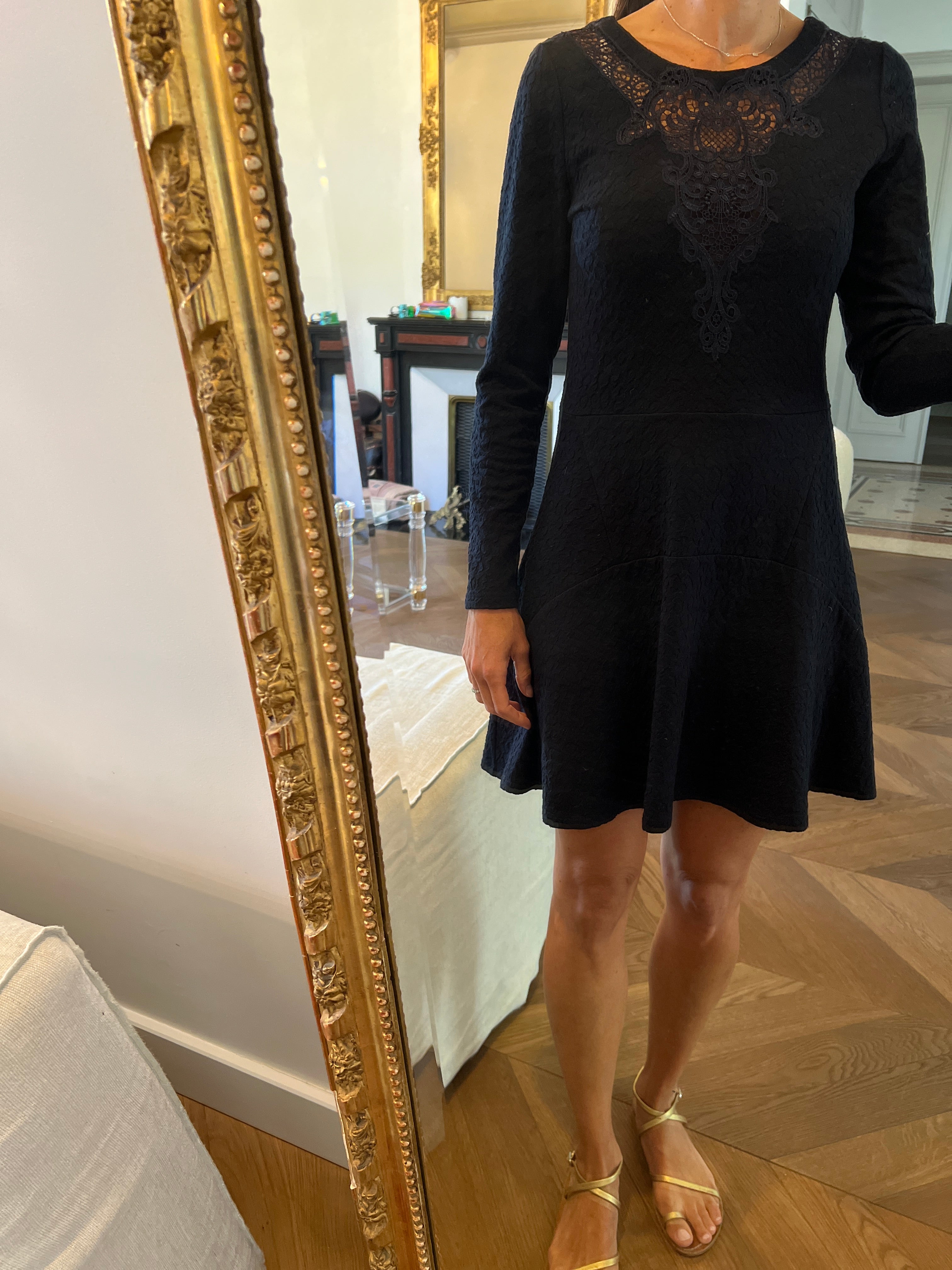 Robe The Kooples bleu marine en dentelle