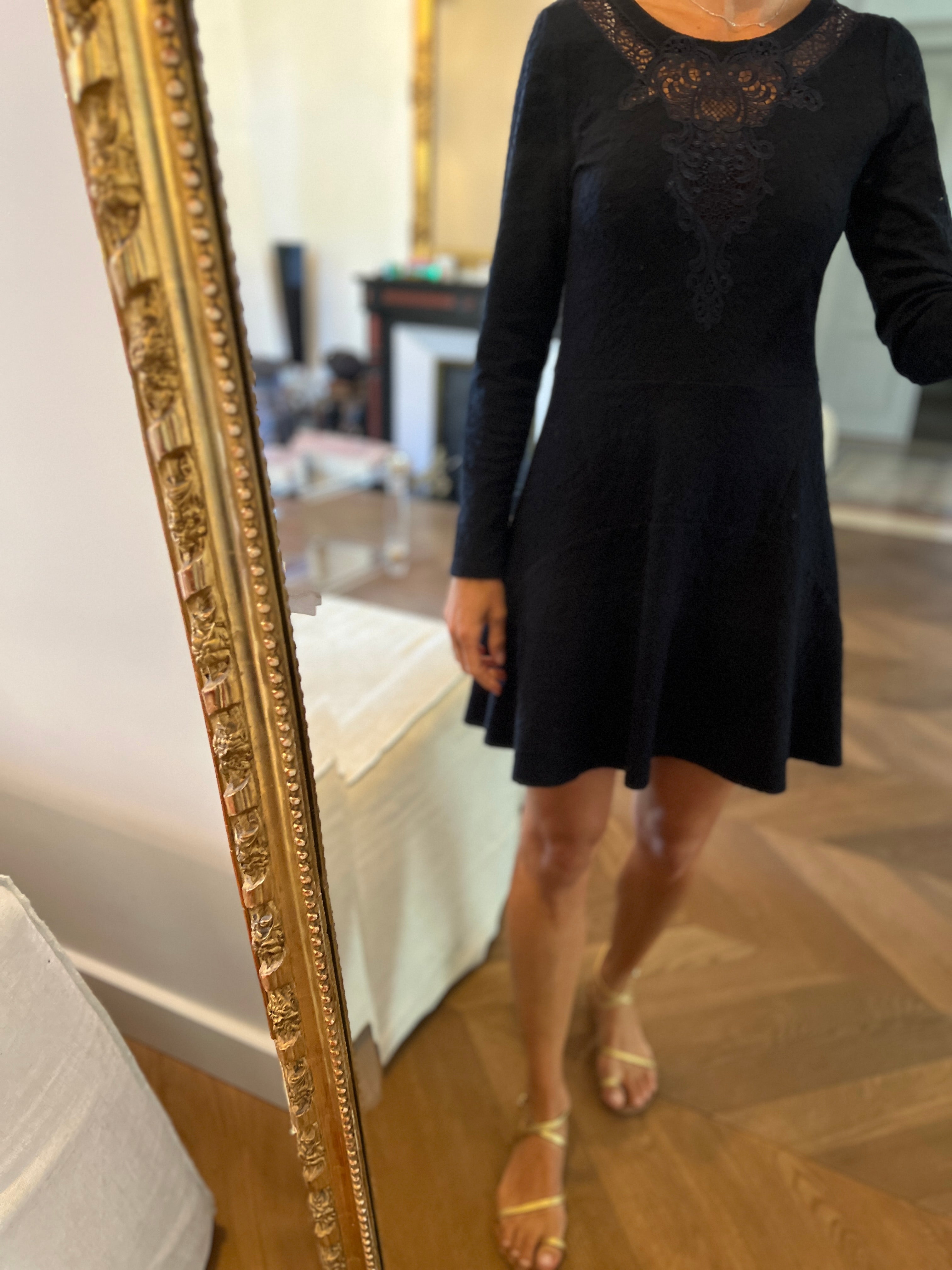 Robe The Kooples bleu marine en dentelle