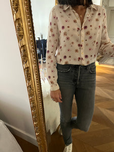 Chemise en soie Sezane beige à fleurs