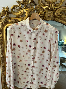 Chemise en soie Sezane beige à fleurs