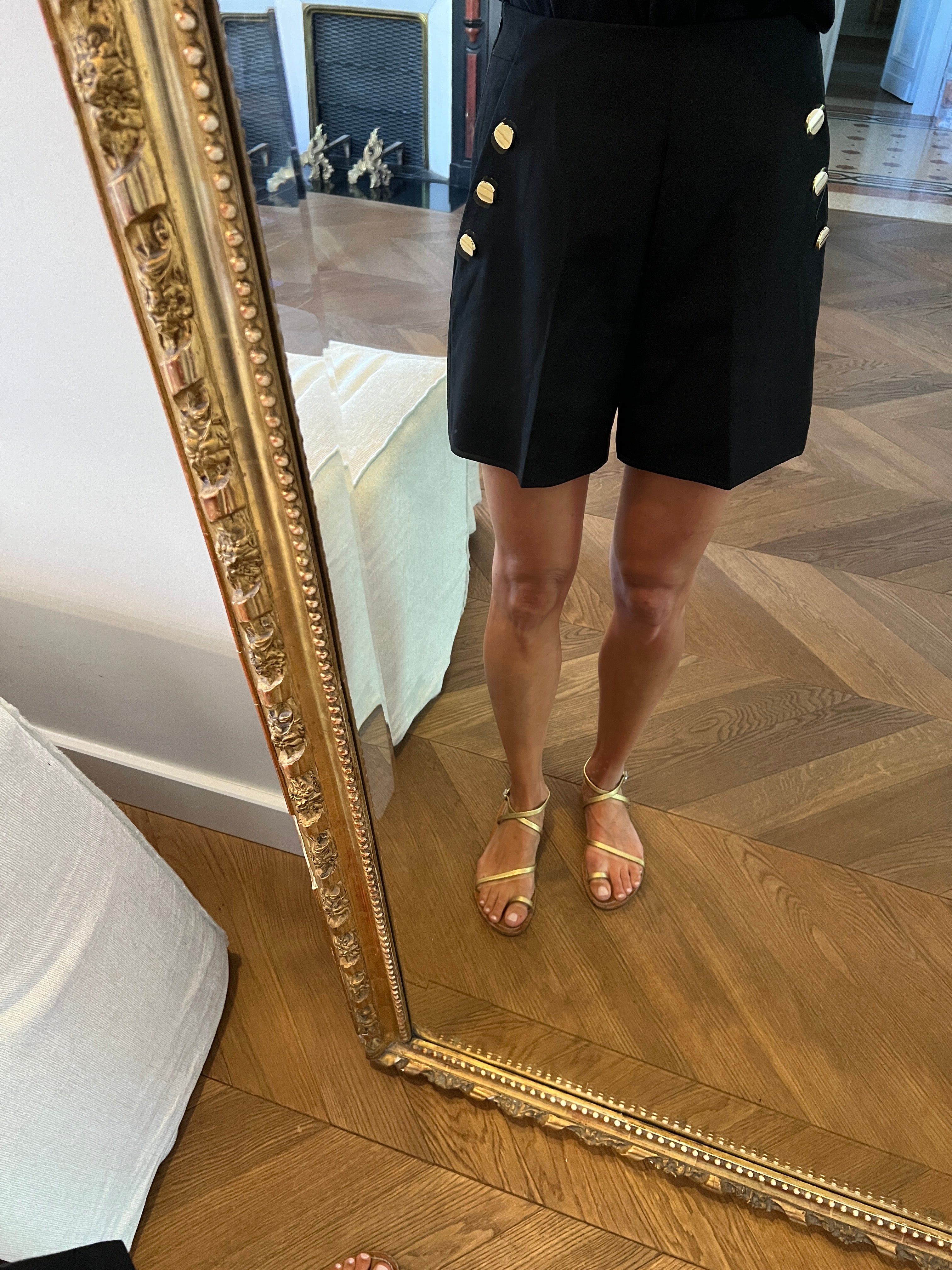 Short Zara Noir boutons dorés