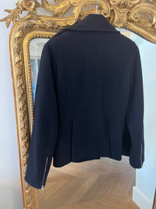 Manteau court Sessun en laine bleu marine