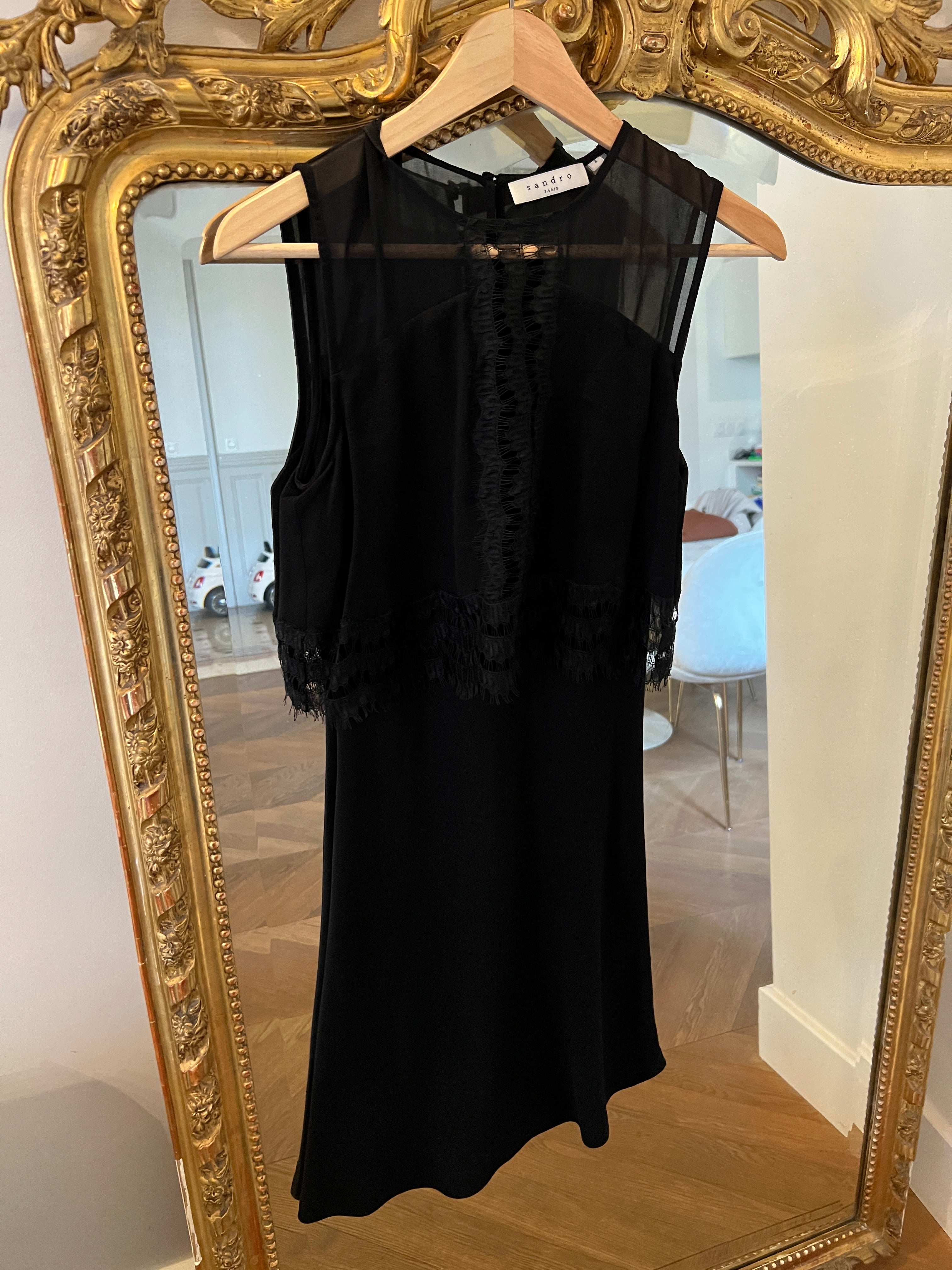 Robe Sandro crop top noir transparence