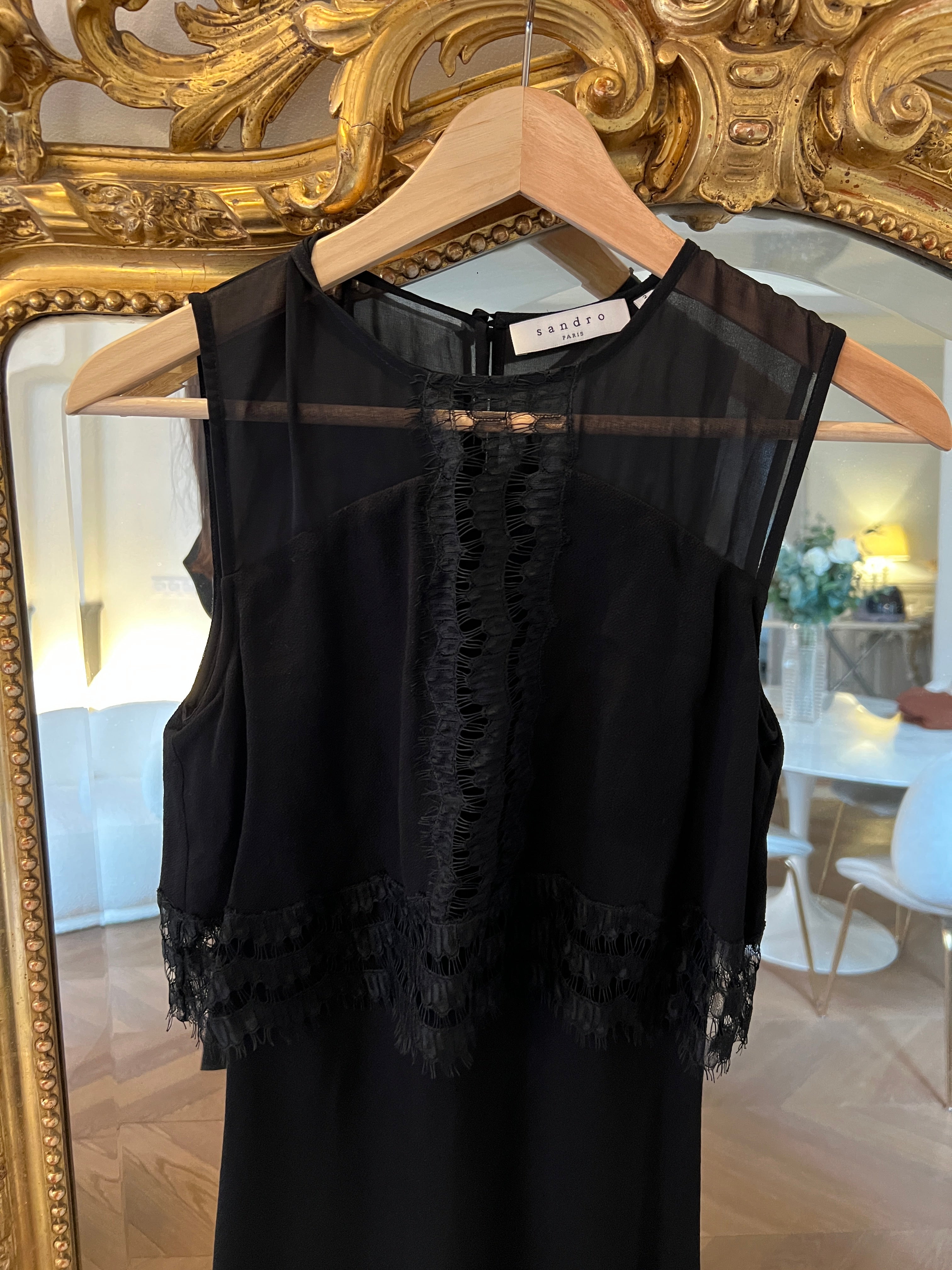 Robe Sandro crop top noir transparence