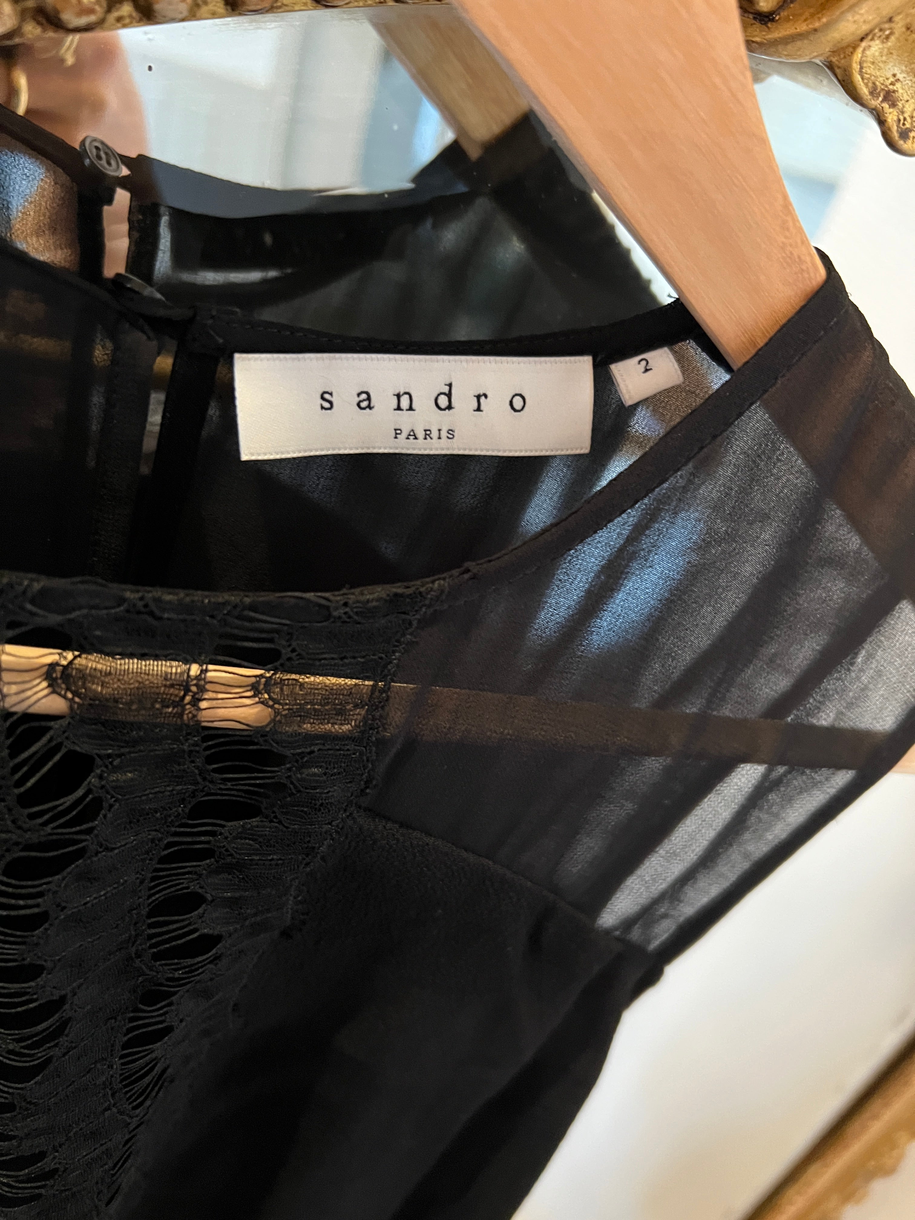 Robe Sandro crop top noir transparence