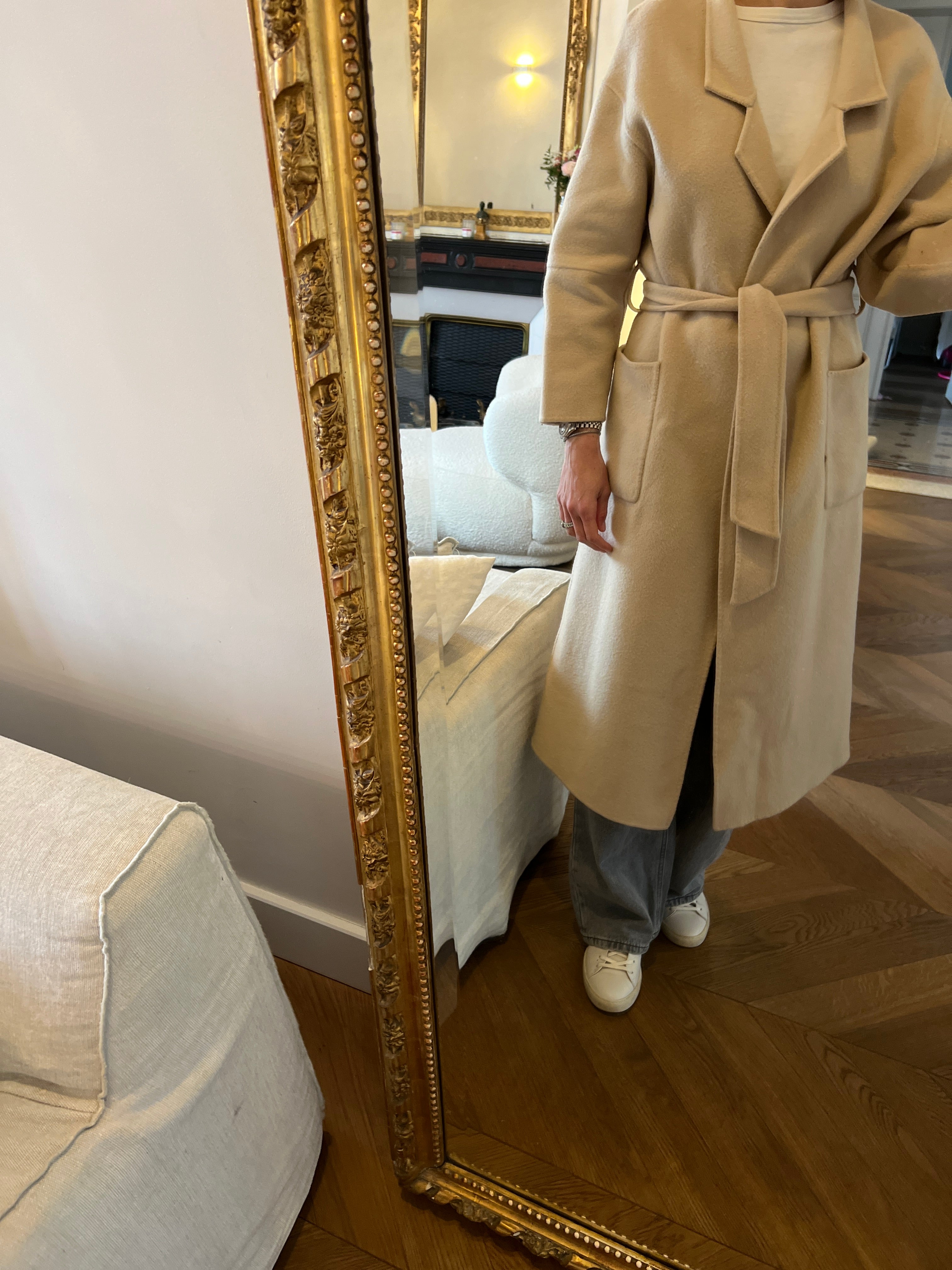Ba&sh - Manteau long beige ceinturé