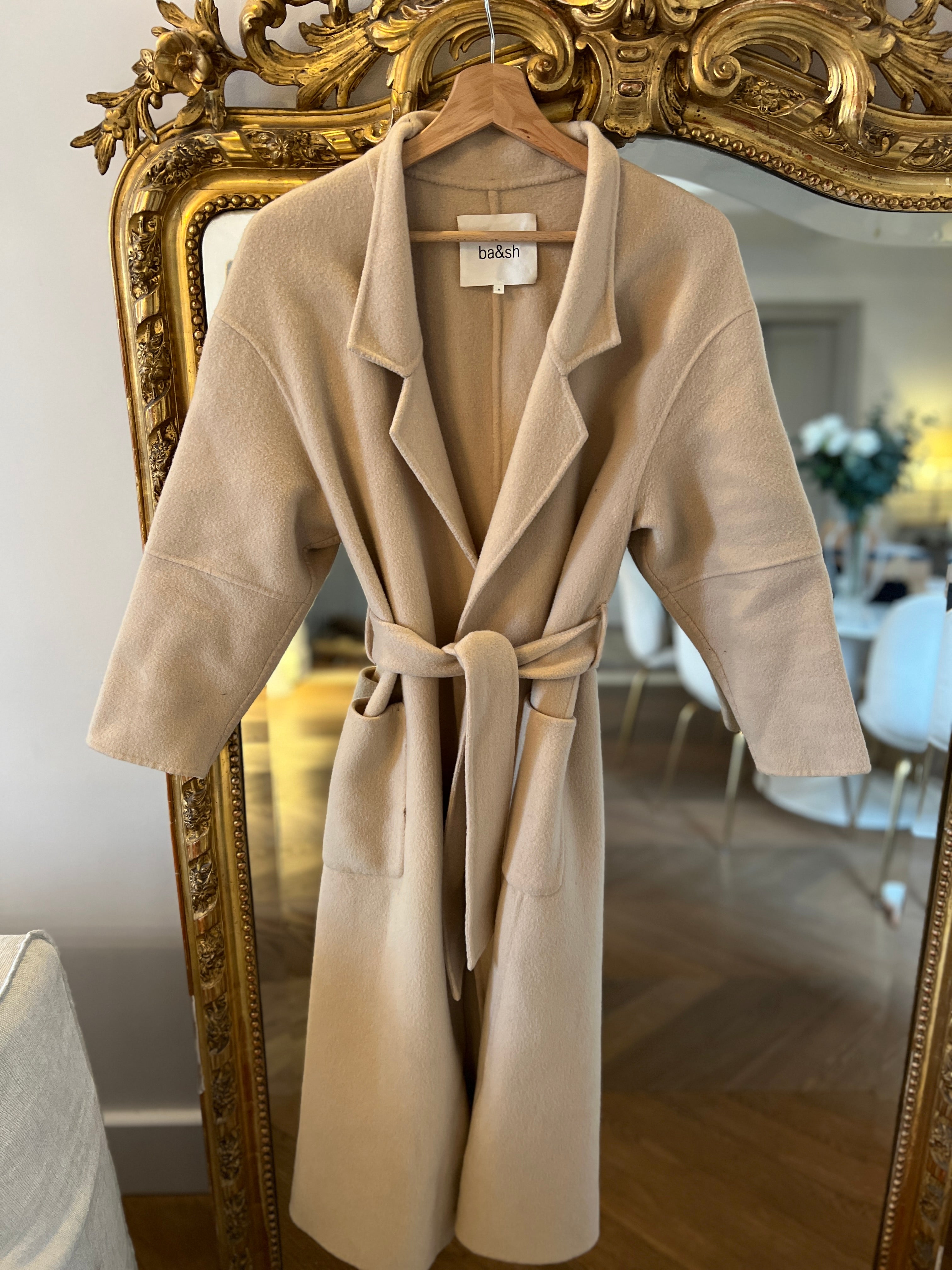 Ba&sh - Manteau long beige ceinturé