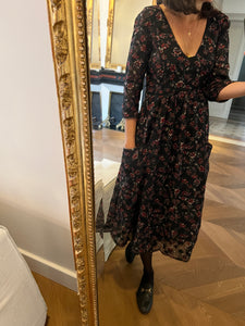 Robe Ba&sh mi longue noire à fleurs