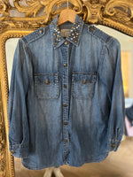 Charger l&#39;image dans la galerie, Chemise en jean Current Elliott col clous
