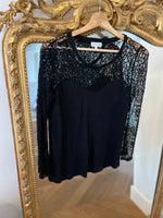 Charger l&#39;image dans la galerie, Top Claudie Pierlot en dentelle noire
