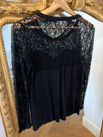 Charger l&#39;image dans la galerie, Top Claudie Pierlot en dentelle noire
