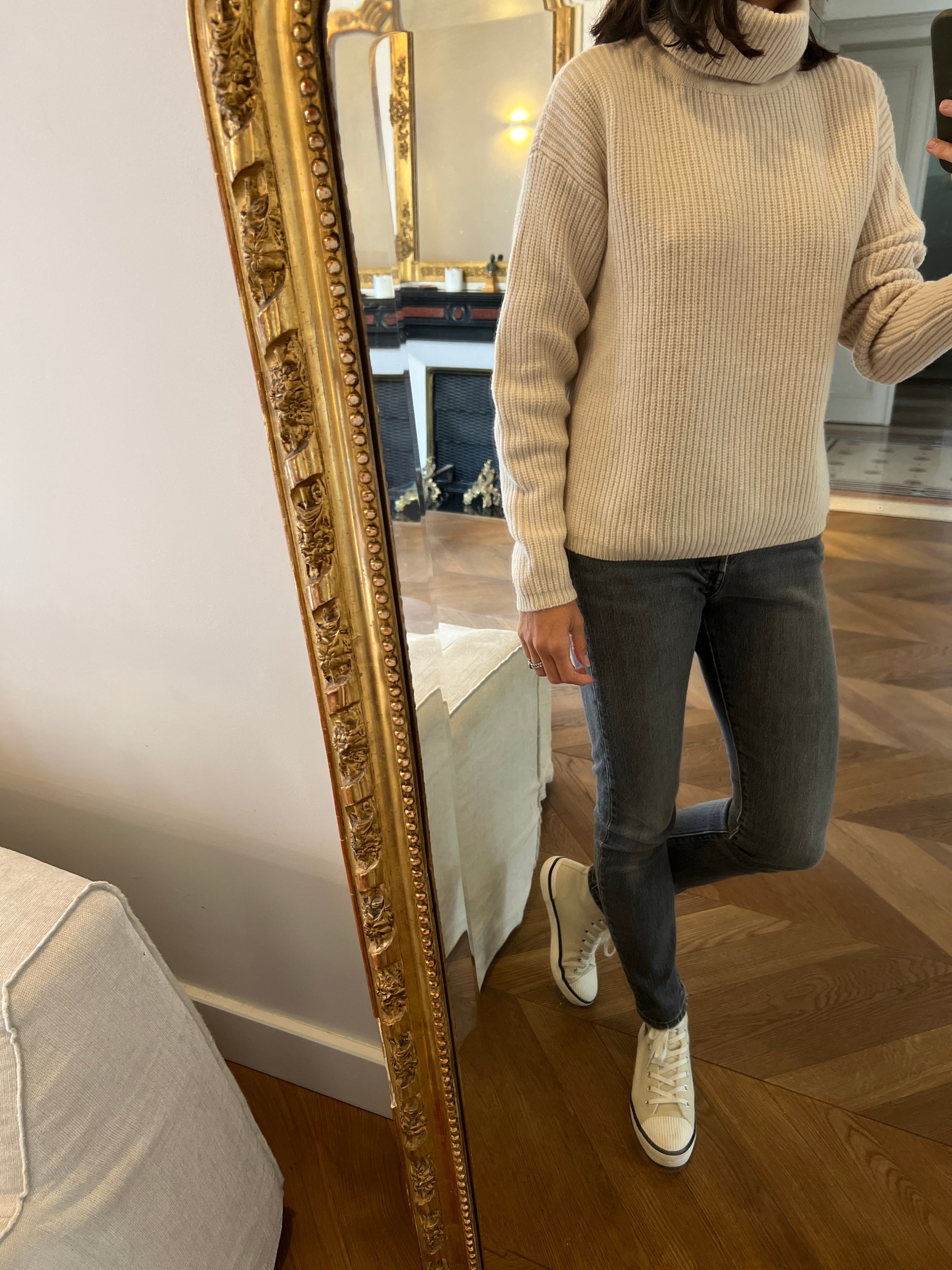 Pull Comptoir des Cotonniers beige en laine à col roulé