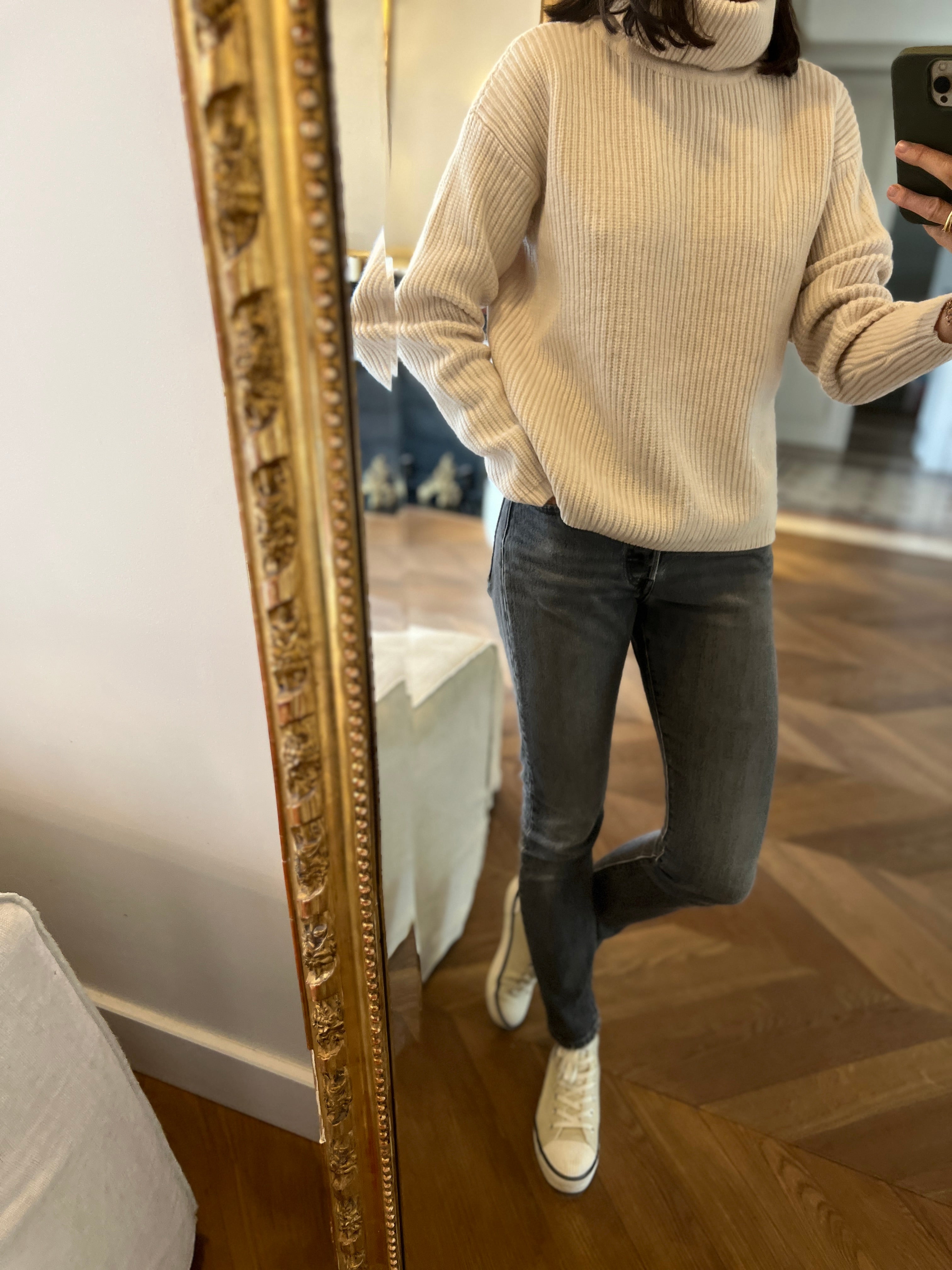 Pull Comptoir des Cotonniers beige en laine à col roulé