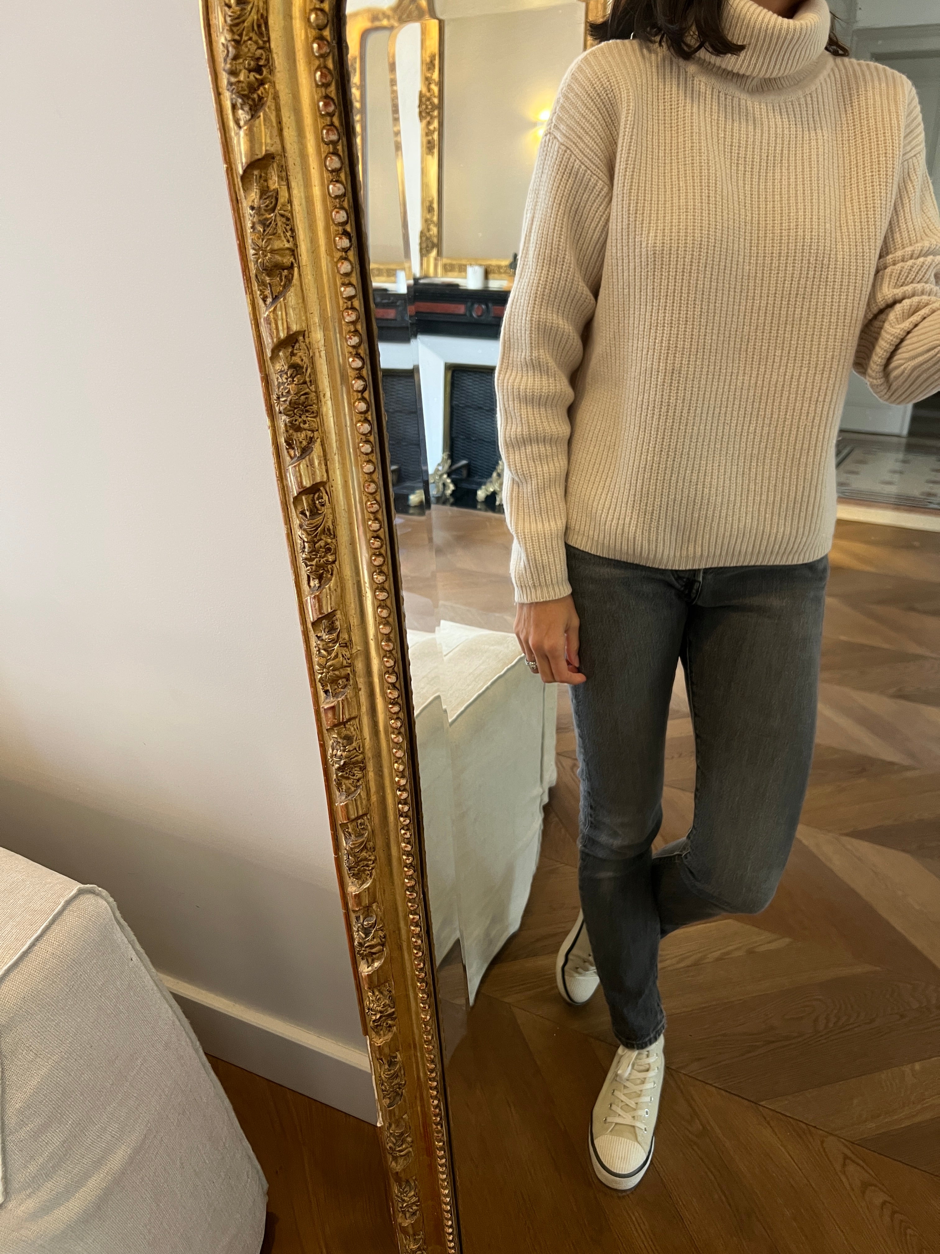 Pull Comptoir des Cotonniers beige en laine à col roulé