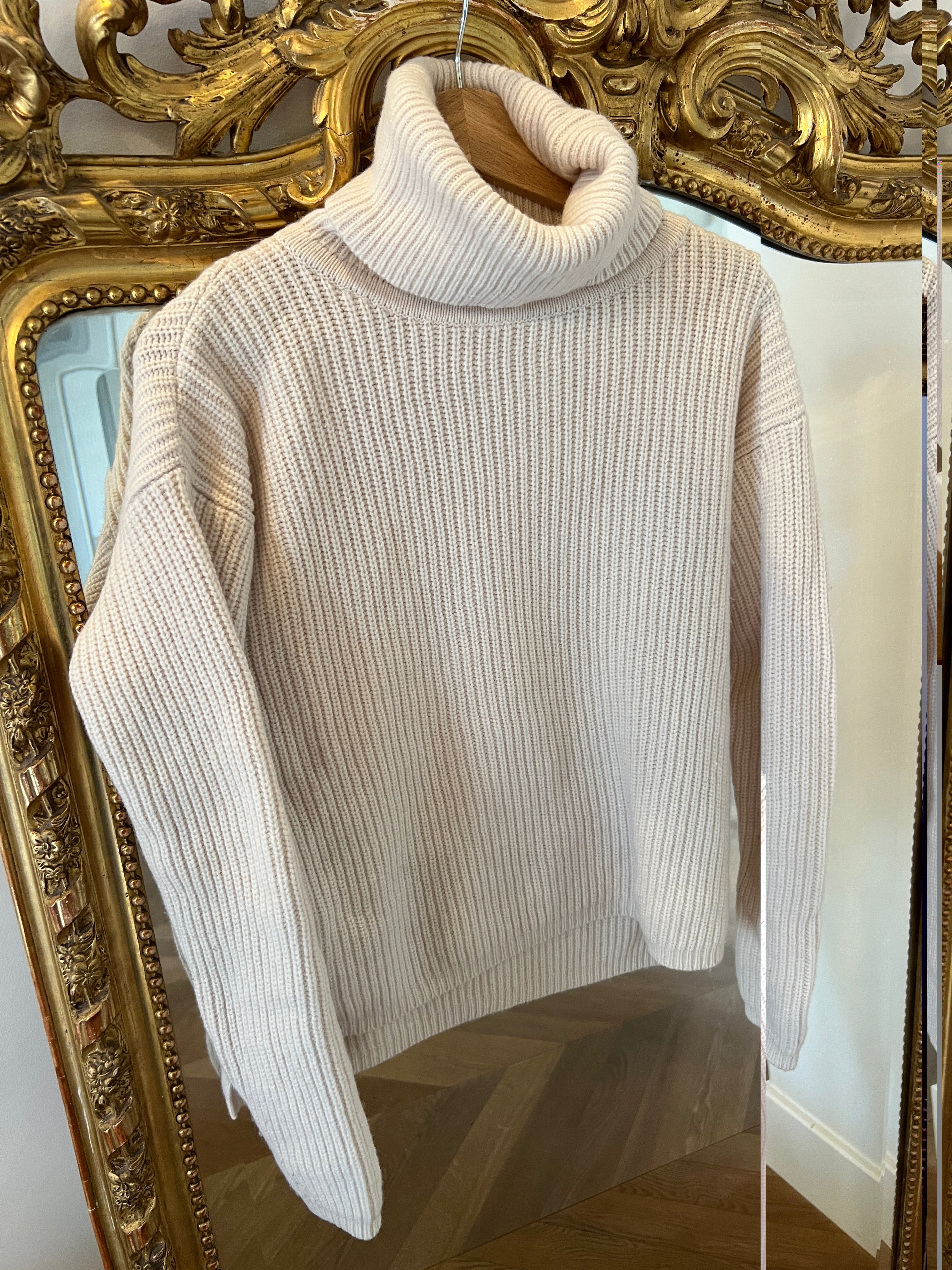 Pull Comptoir des Cotonniers beige en laine à col roulé