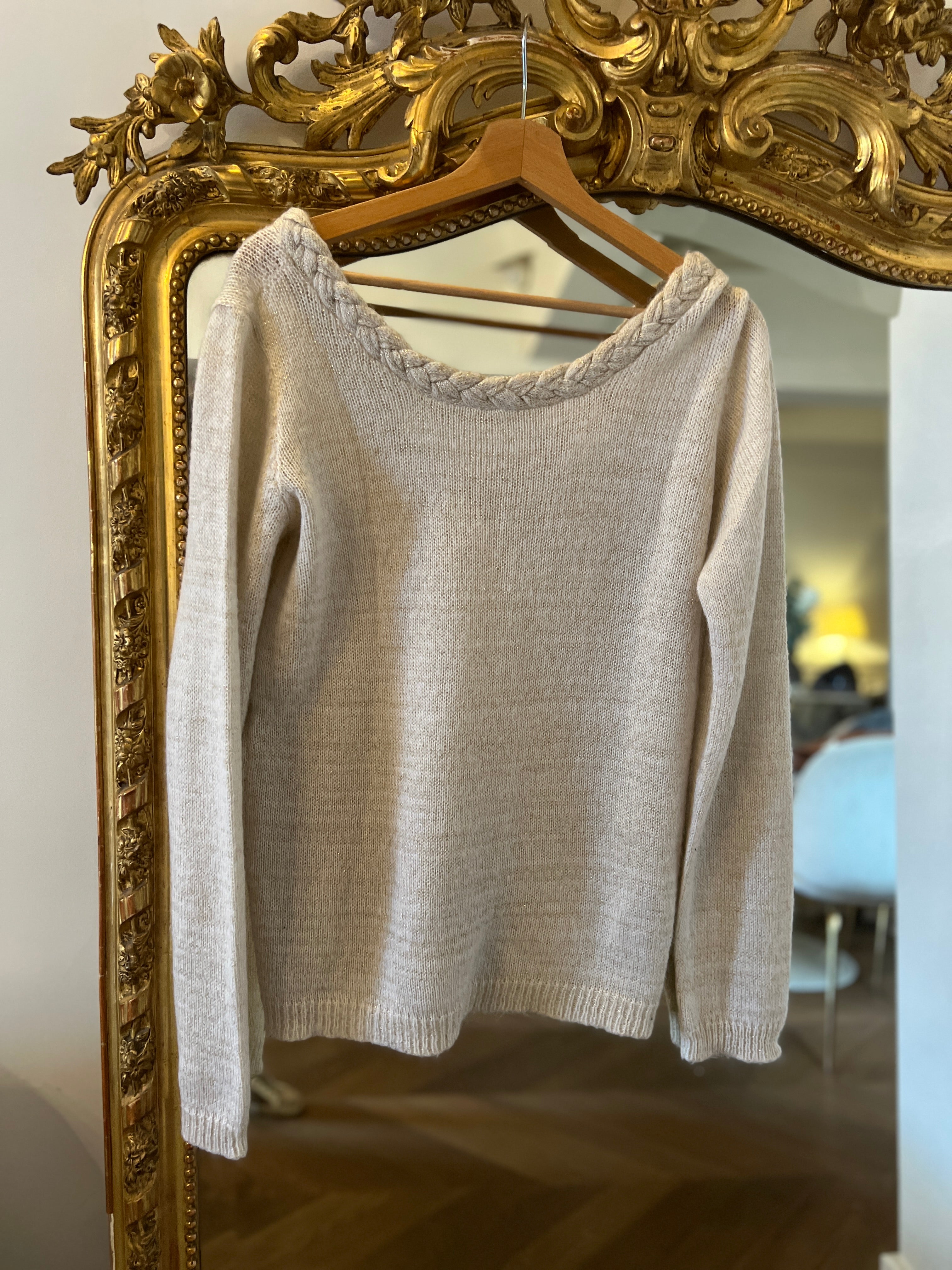 Pull Sézane beige irisé doré