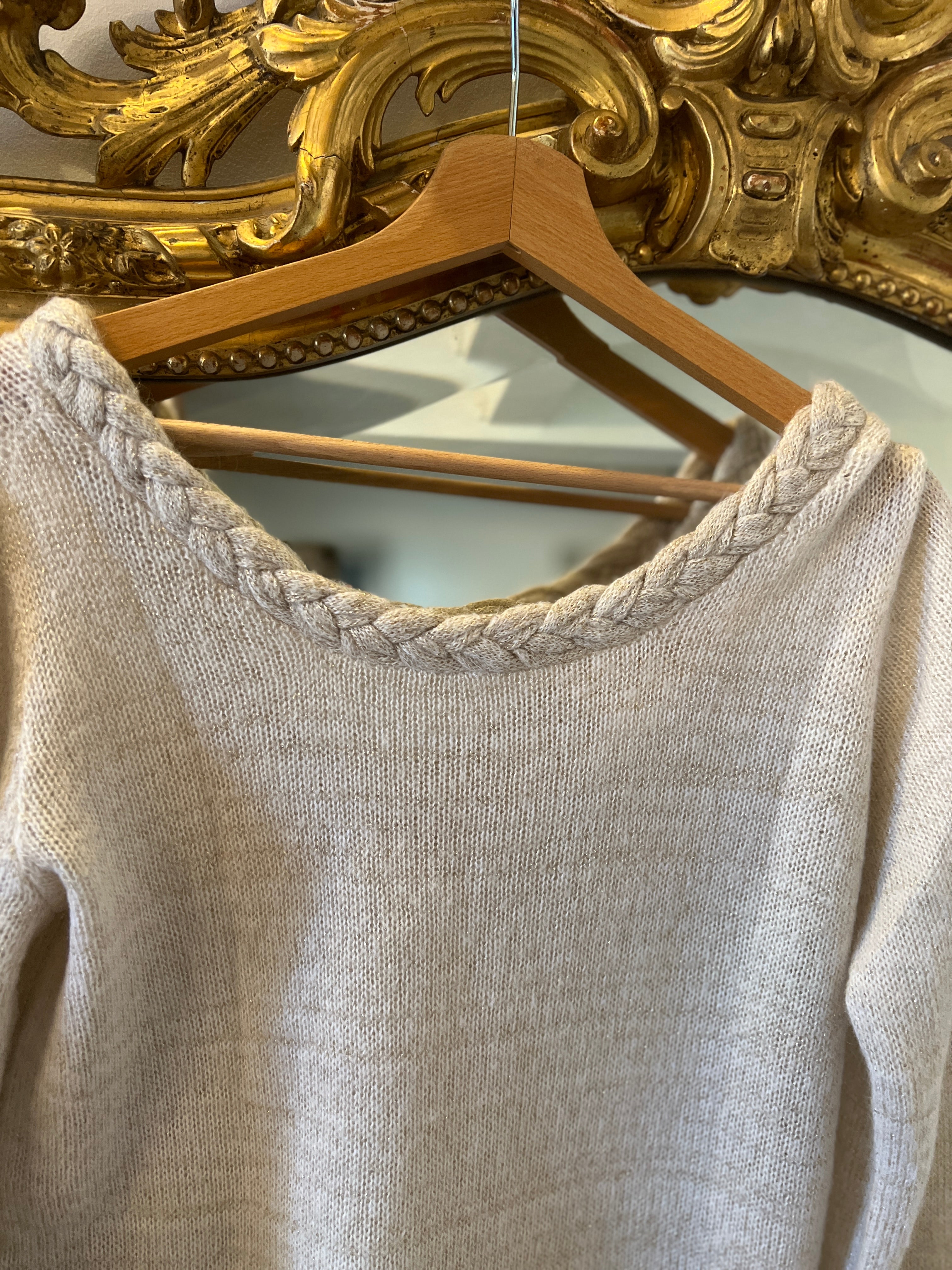 Pull Sézane beige irisé doré