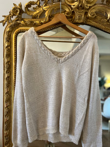 Pull Sézane beige irisé doré