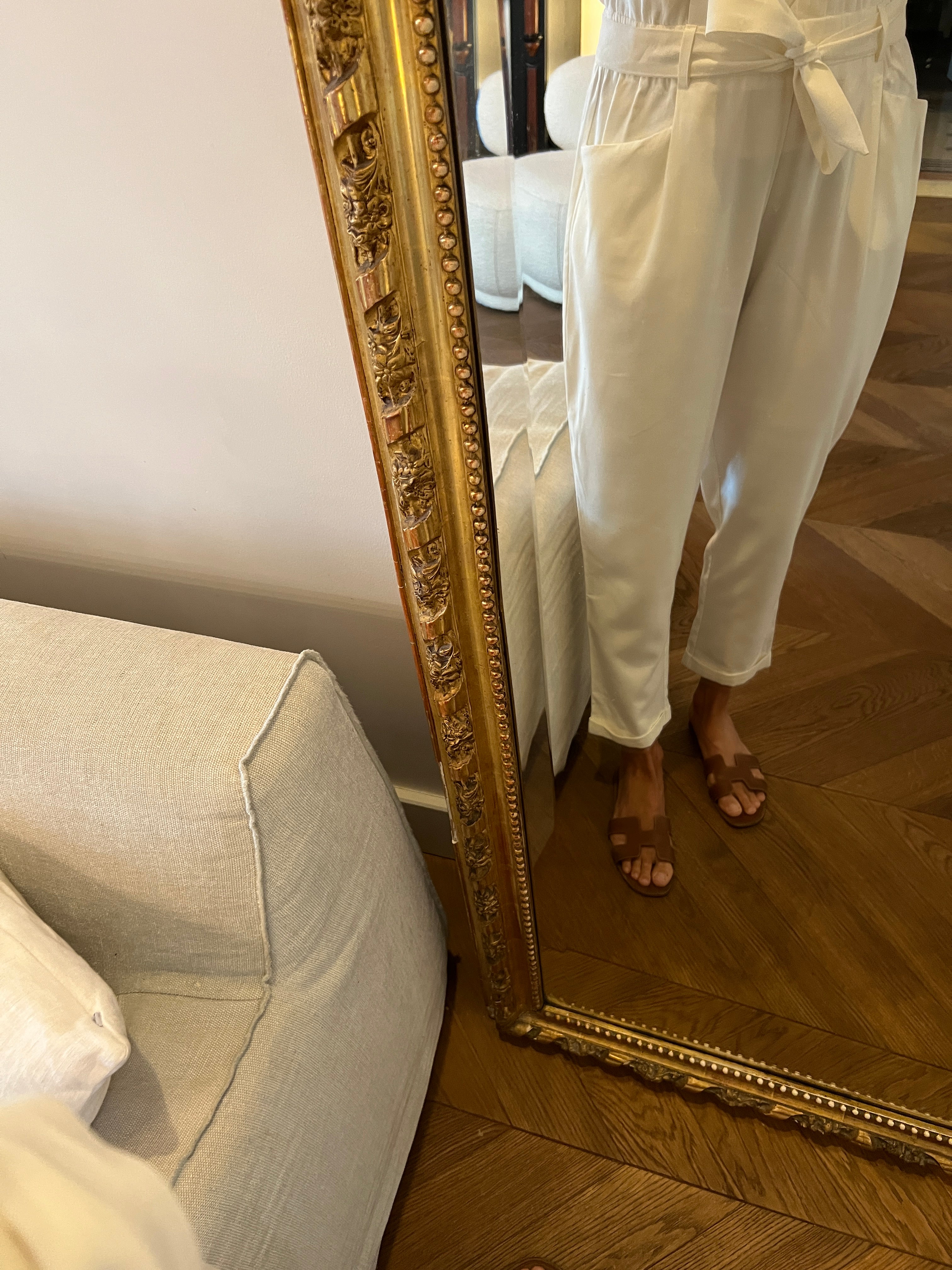Pantalon Zara blanc taille froncée