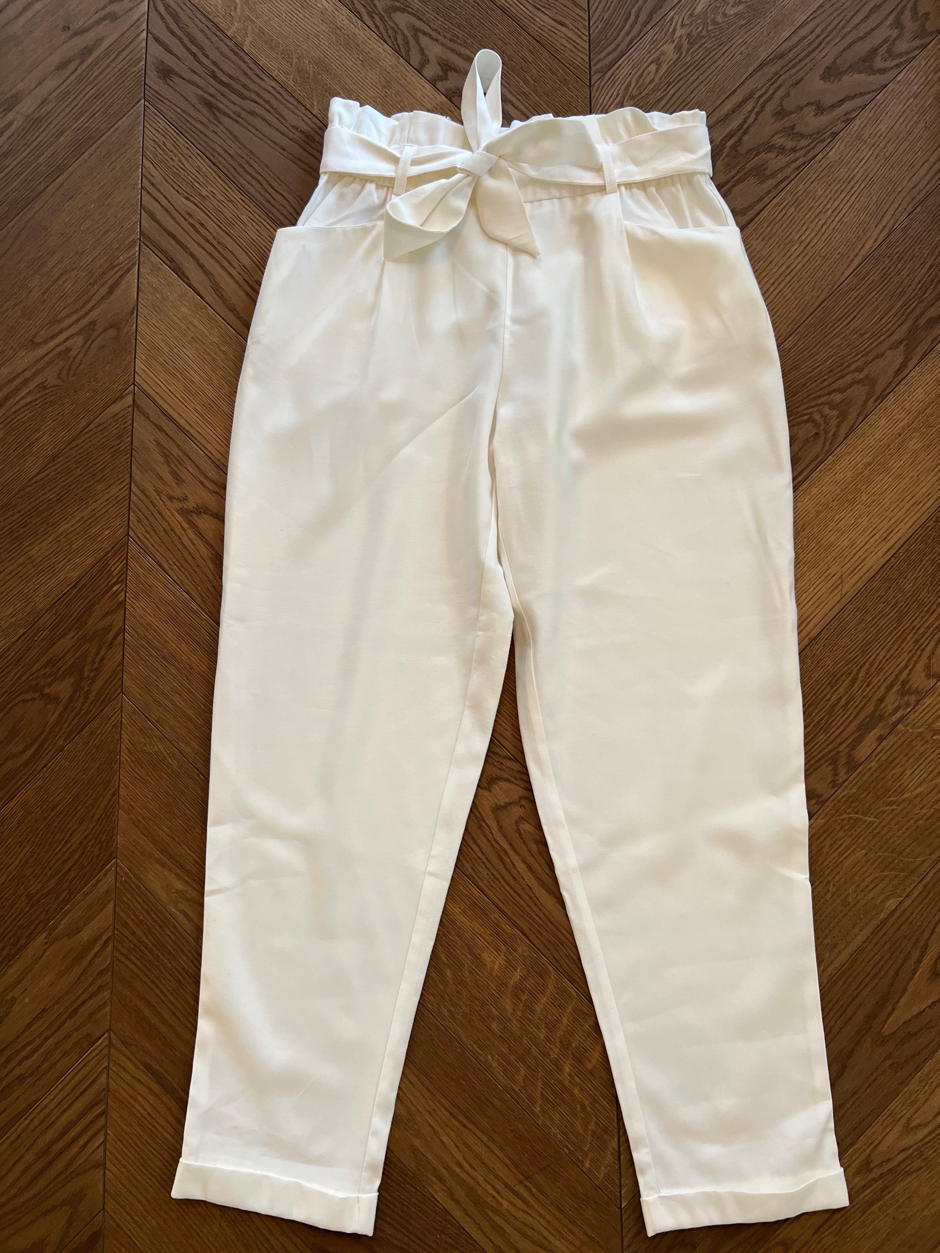 Pantalon Zara blanc taille froncée