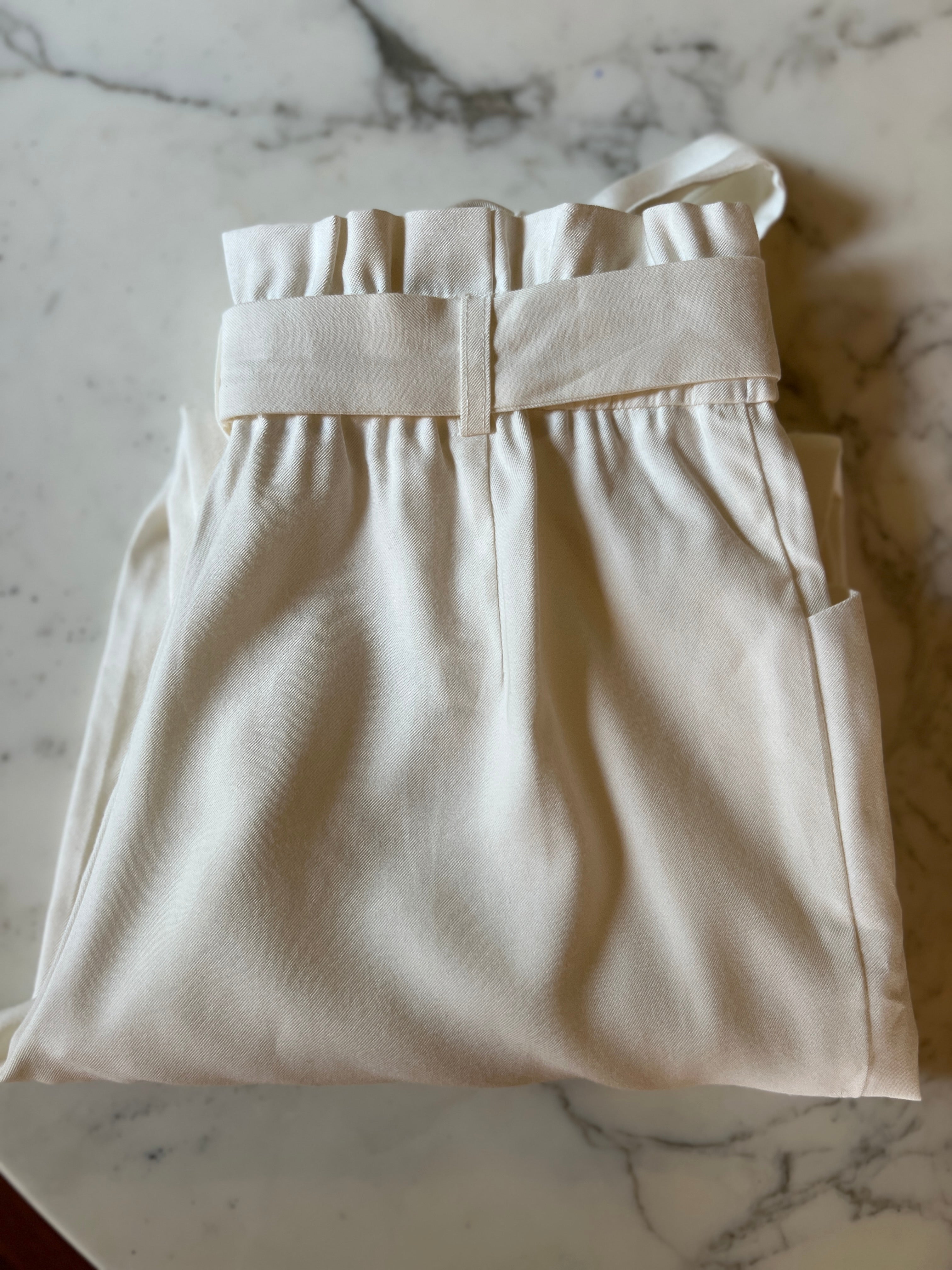 Pantalon Zara blanc taille froncée